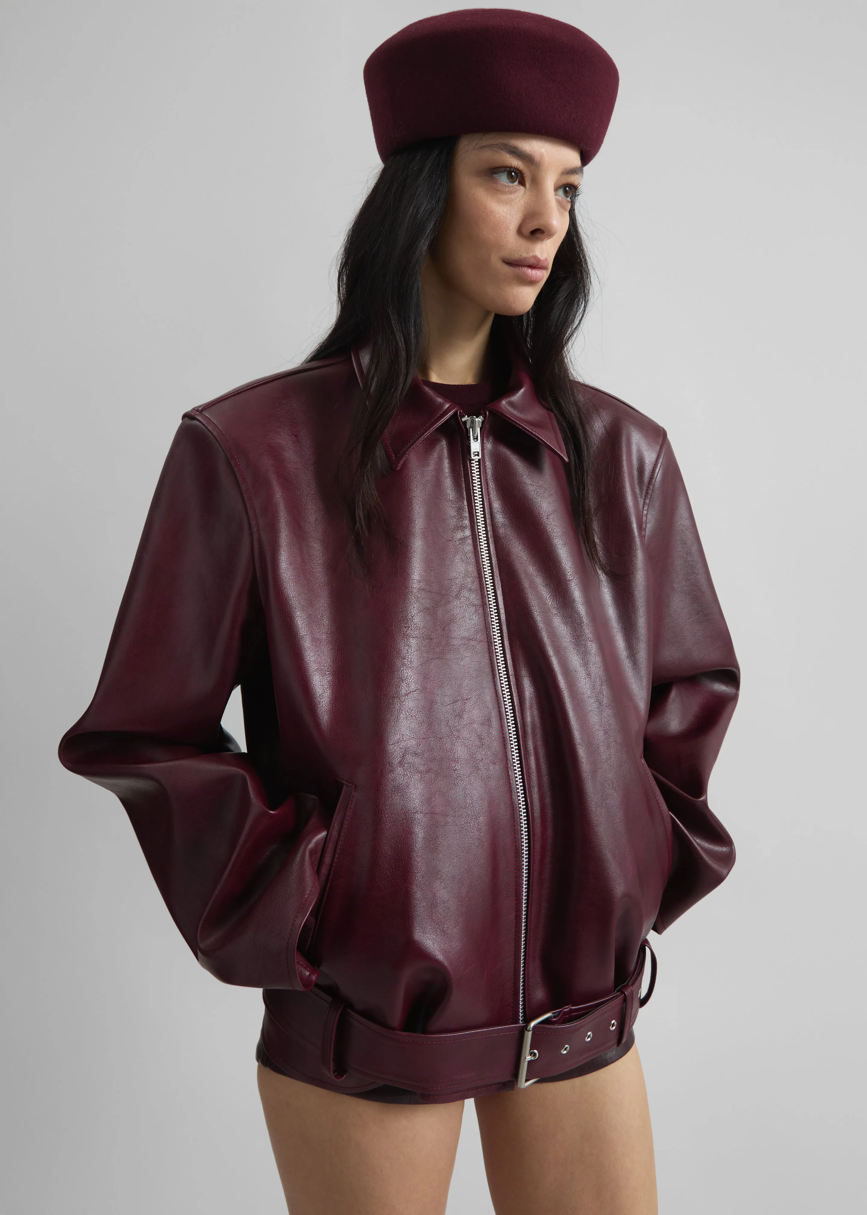 Noxley Pillbox Hat - Burgundy sold by Frankie Shop product image thumbnail 4