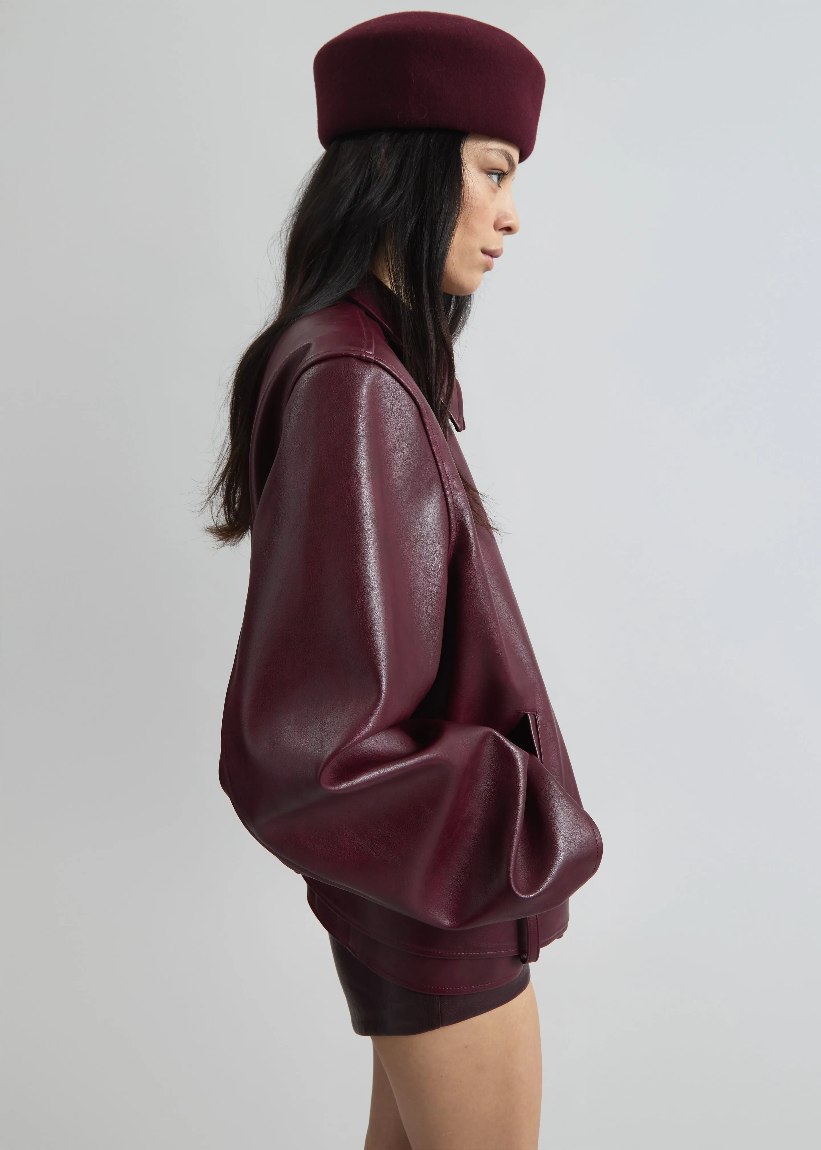 Noxley Pillbox Hat - Burgundy sold by Frankie Shop