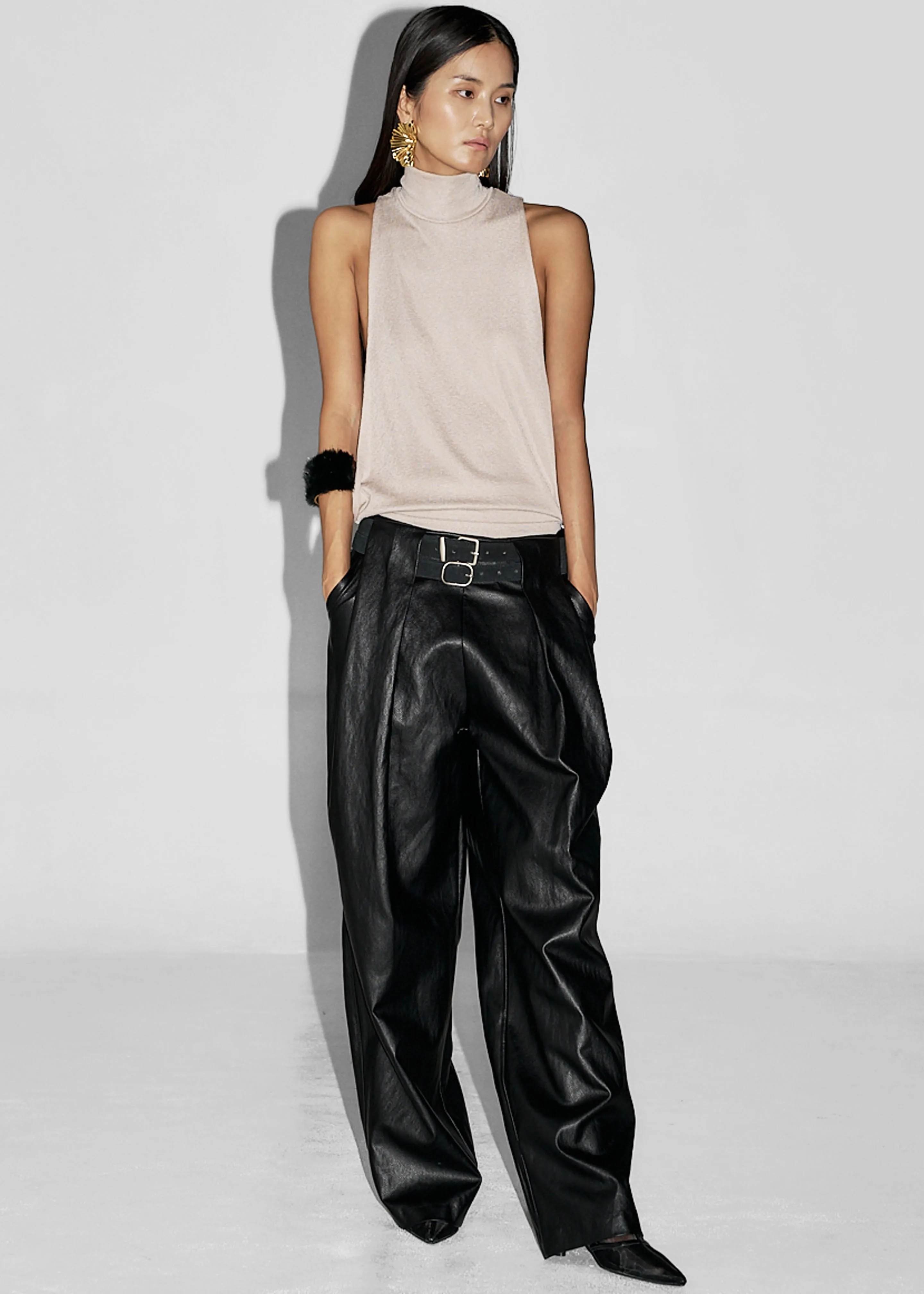 Maxen Mock Neck Bodysuit - Beige sold by Frankie Shop