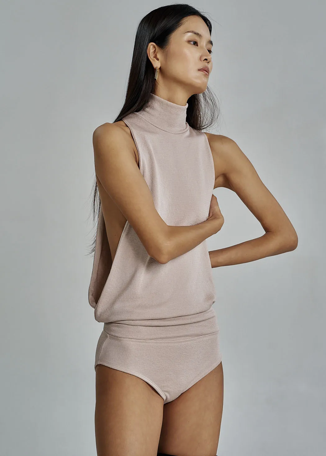 Maxen Mock Neck Bodysuit - Beige sold by Frankie Shop product image thumbnail 3