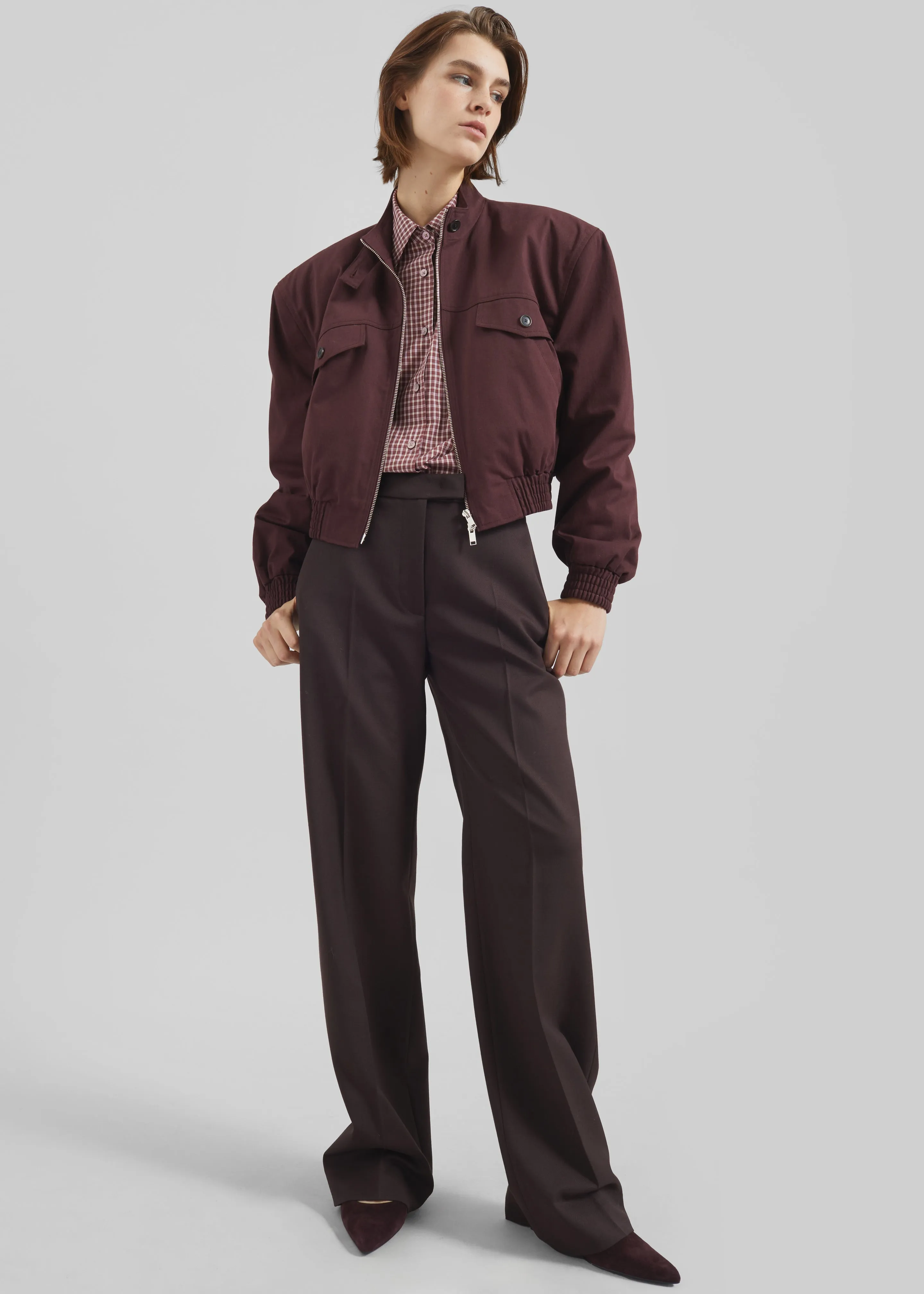Cobain Padded Cropped Bomber - Burgundy sold by Frankie Shop product image thumbnail 4