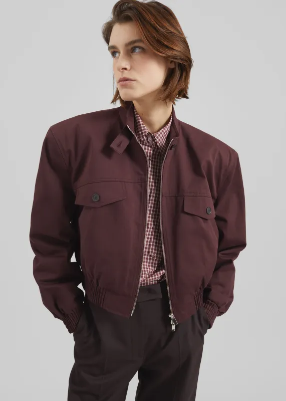 Cobain Padded Cropped Bomber - Burgundy sold by Frankie Shop