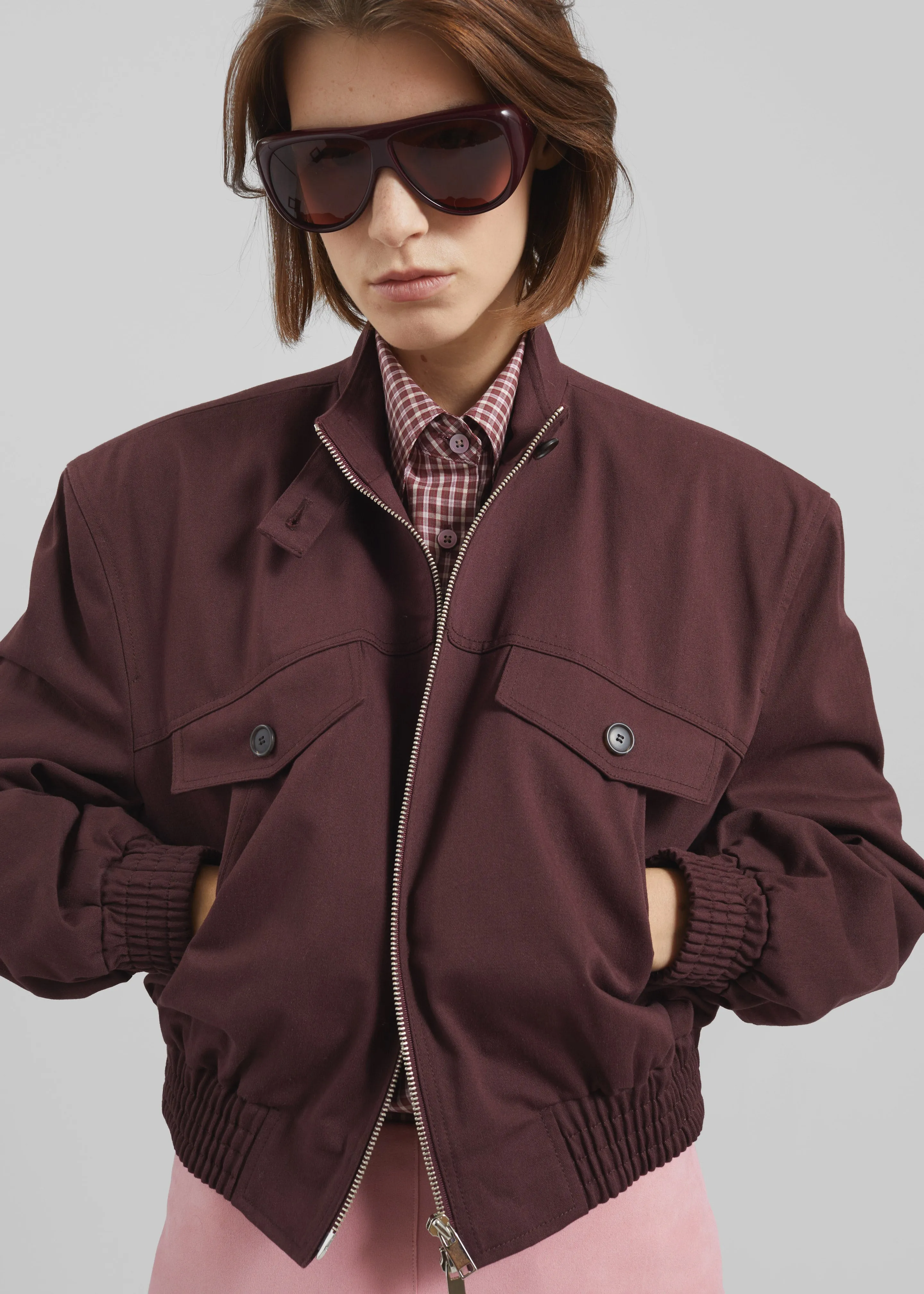 Cobain Padded Cropped Bomber - Burgundy sold by Frankie Shop product image thumbnail 5