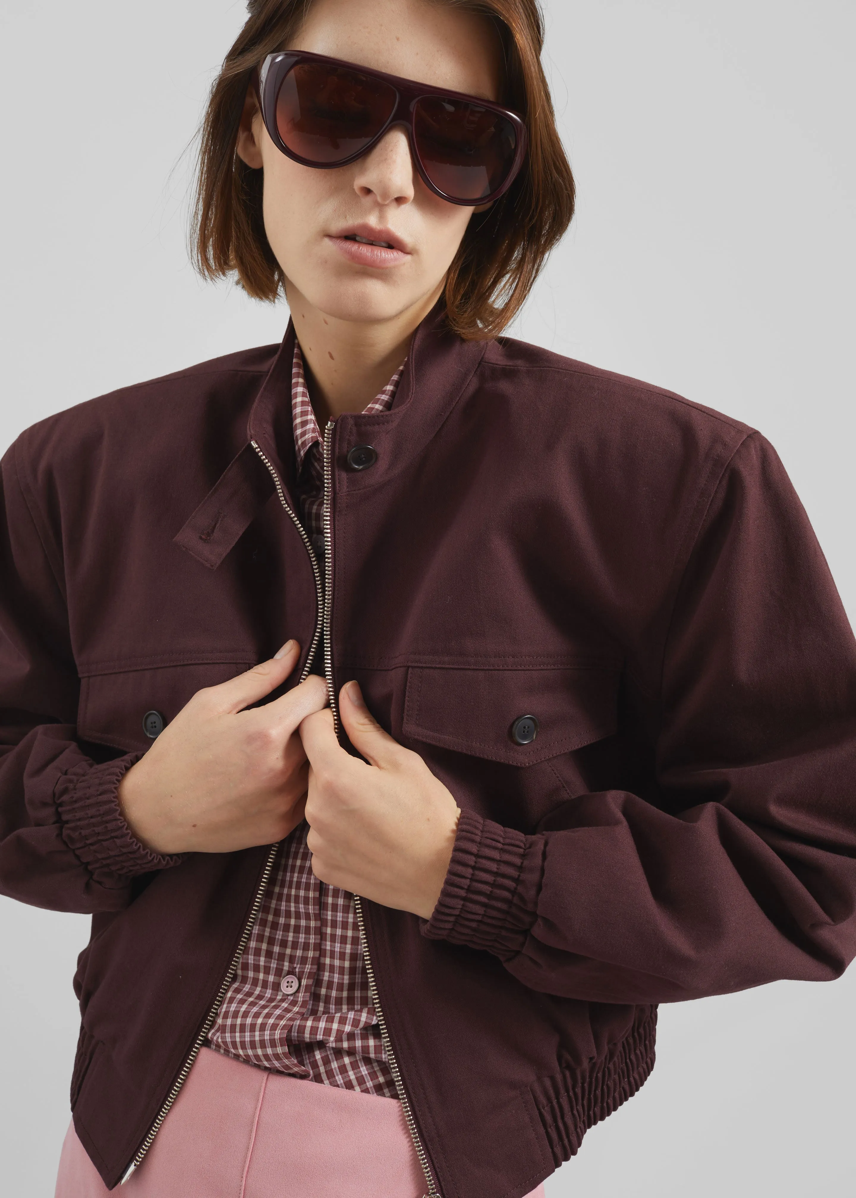 Cobain Padded Cropped Bomber - Burgundy sold by Frankie Shop product image thumbnail 3