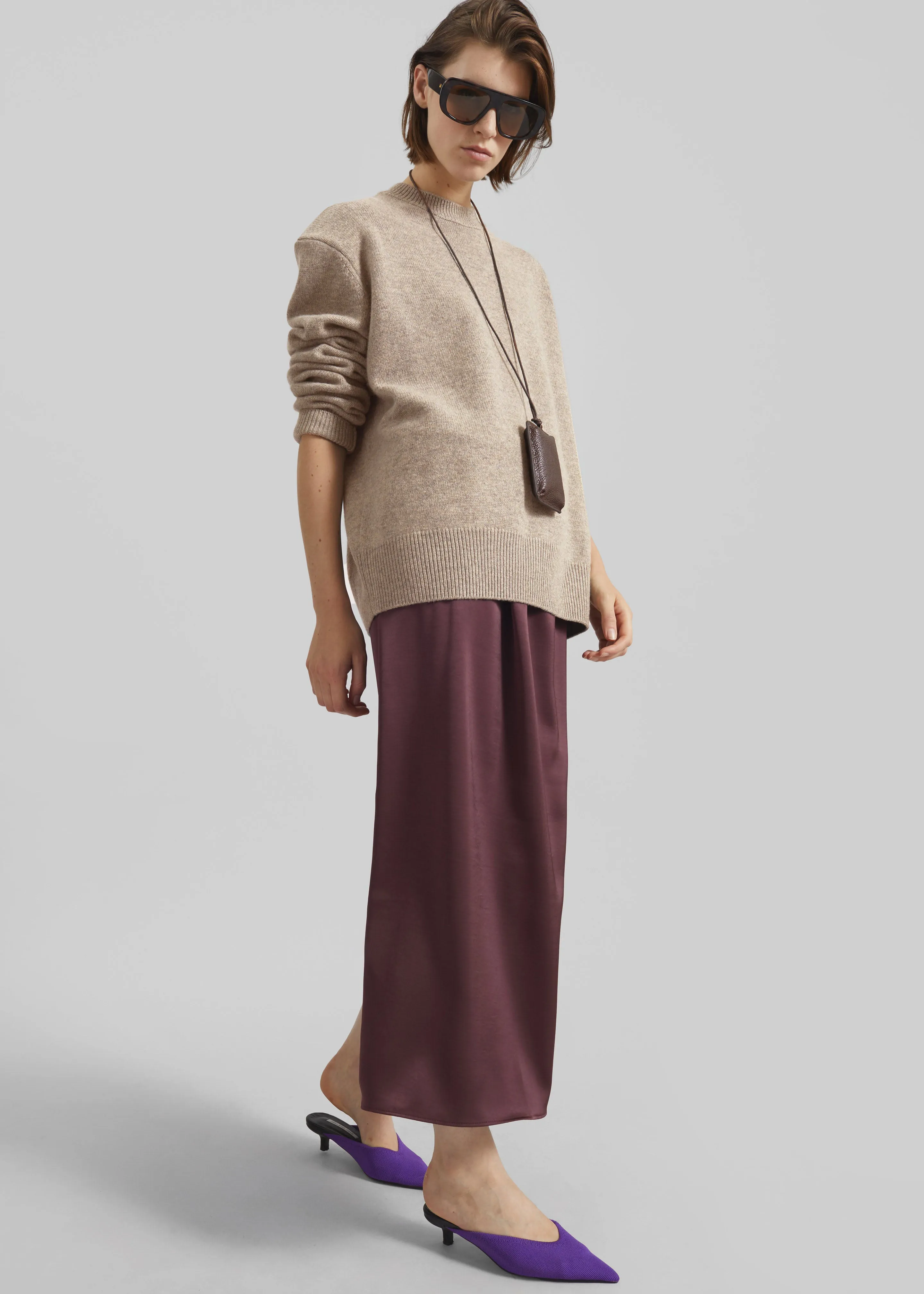 Loray Satin Midi Skirt - Burgundy sold by Frankie Shop product image thumbnail 4