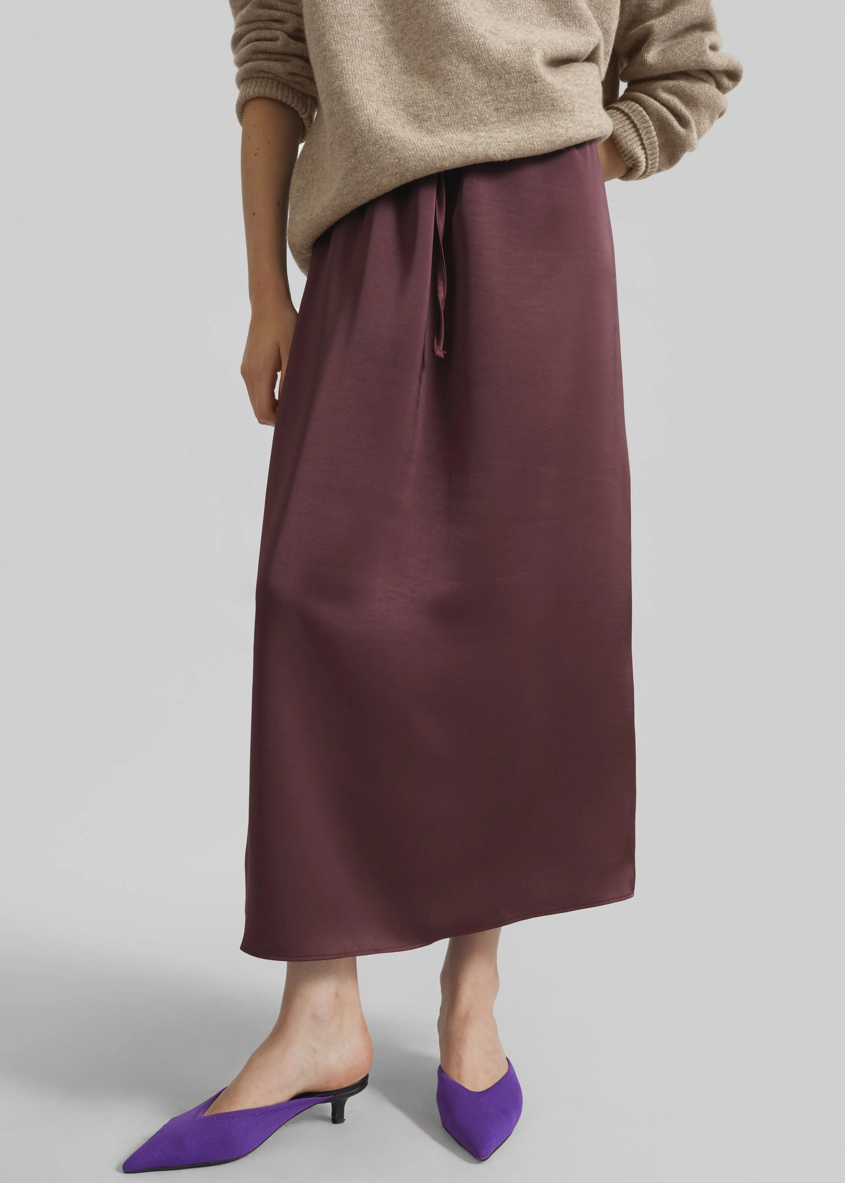 Loray Satin Midi Skirt - Burgundy sold by Frankie Shop product image thumbnail 3