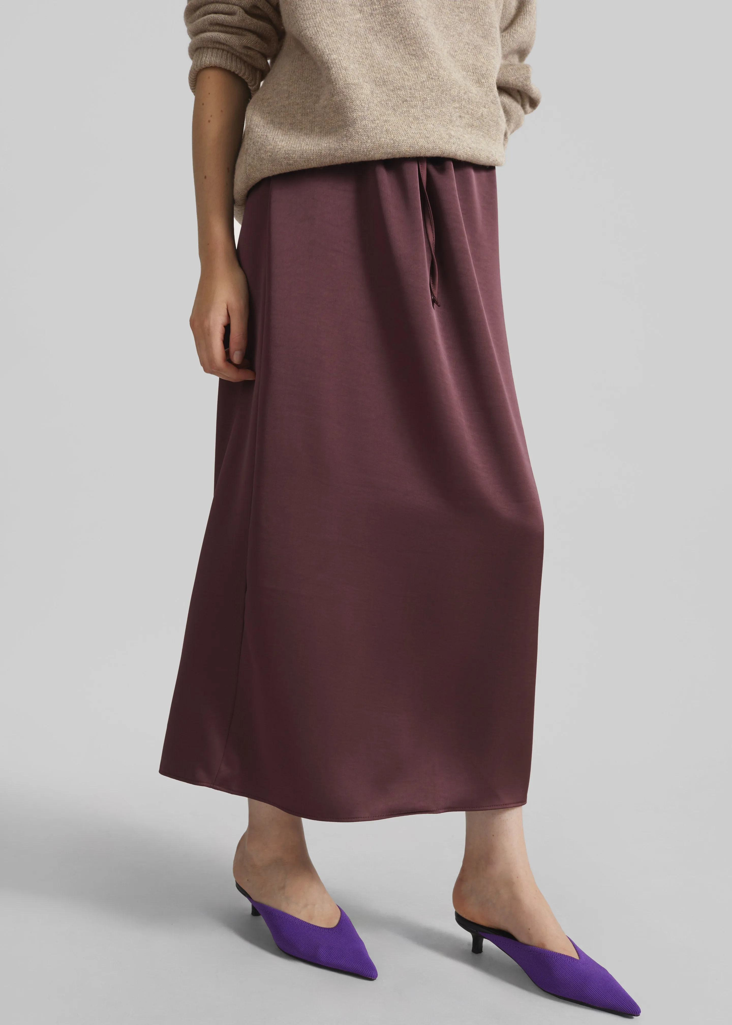 Loray Satin Midi Skirt - Burgundy sold by Frankie Shop product image thumbnail 5