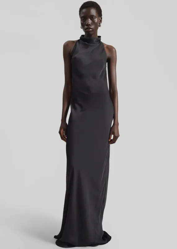 Rotate Satin Halterneck Maxi Dress - Black made by Frankie Shop