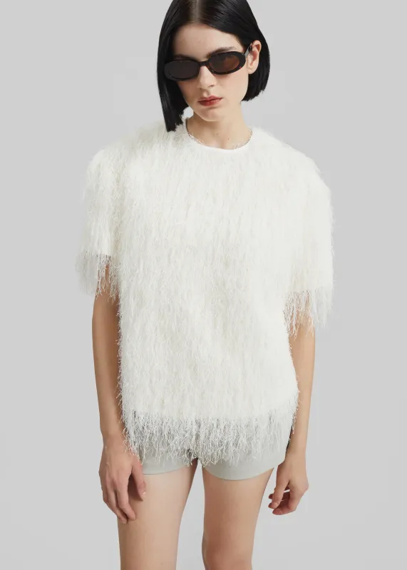 Loulou de Saison Zaro Short Sleeve Top - White sold by Frankie Shop