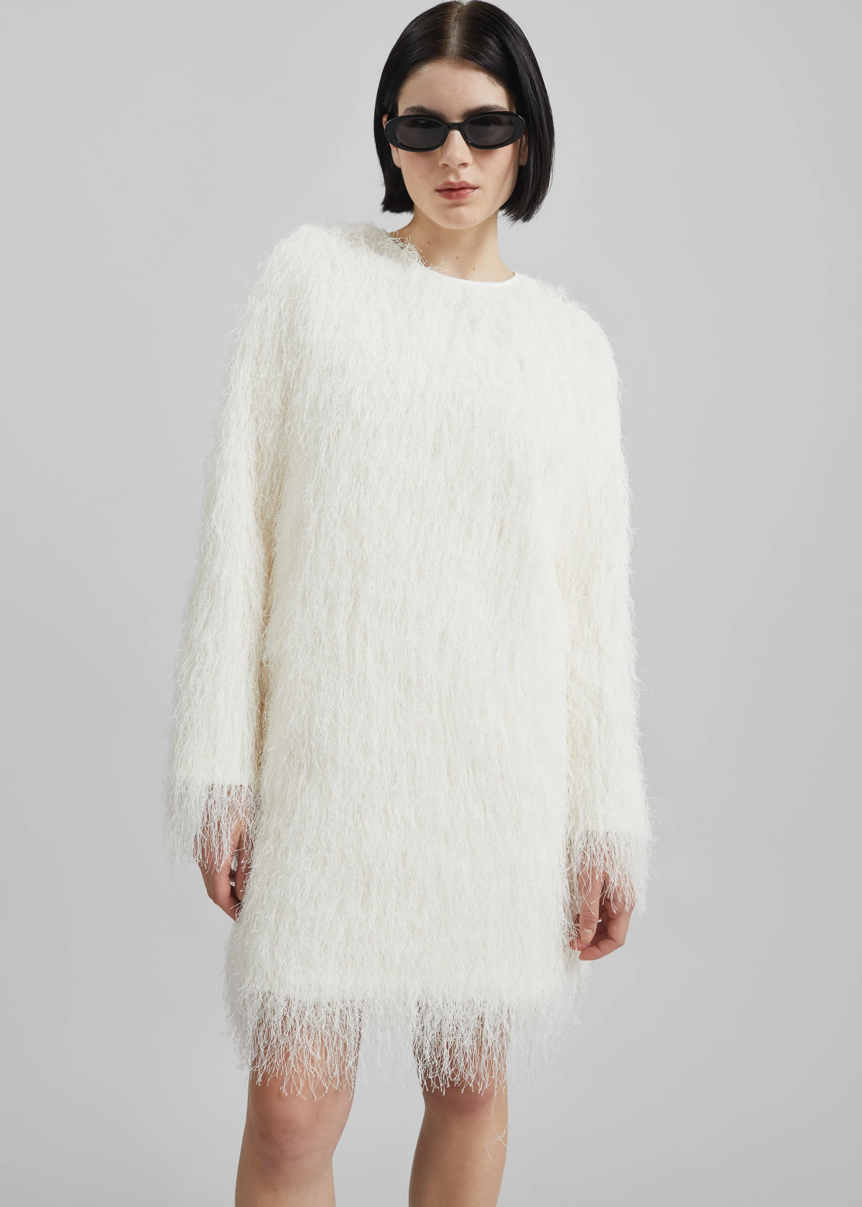 Loulou de Saison Tina Longsleeve Mini Dress - White sold by Frankie Shop product image thumbnail 3