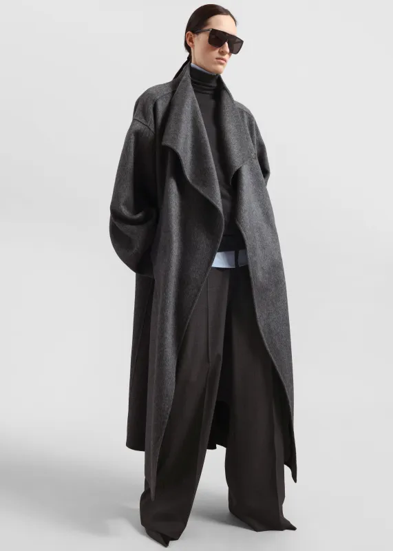 Leroy Funnel Neck Wool Coat - Dark Grey Melange sold by Frankie Shop