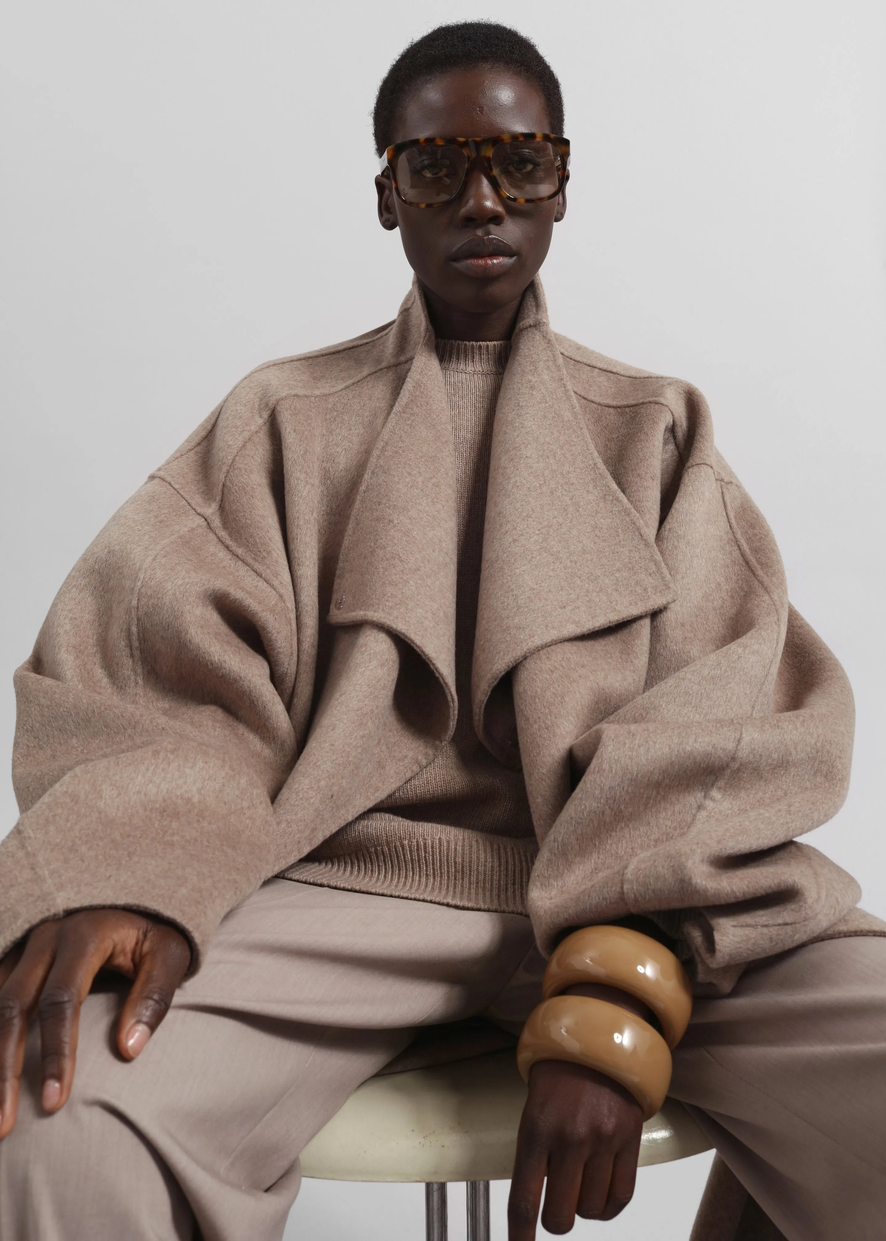 Leroy Funnel Neck Wool Coat - Taupe Melange sold by Frankie Shop product image thumbnail 2