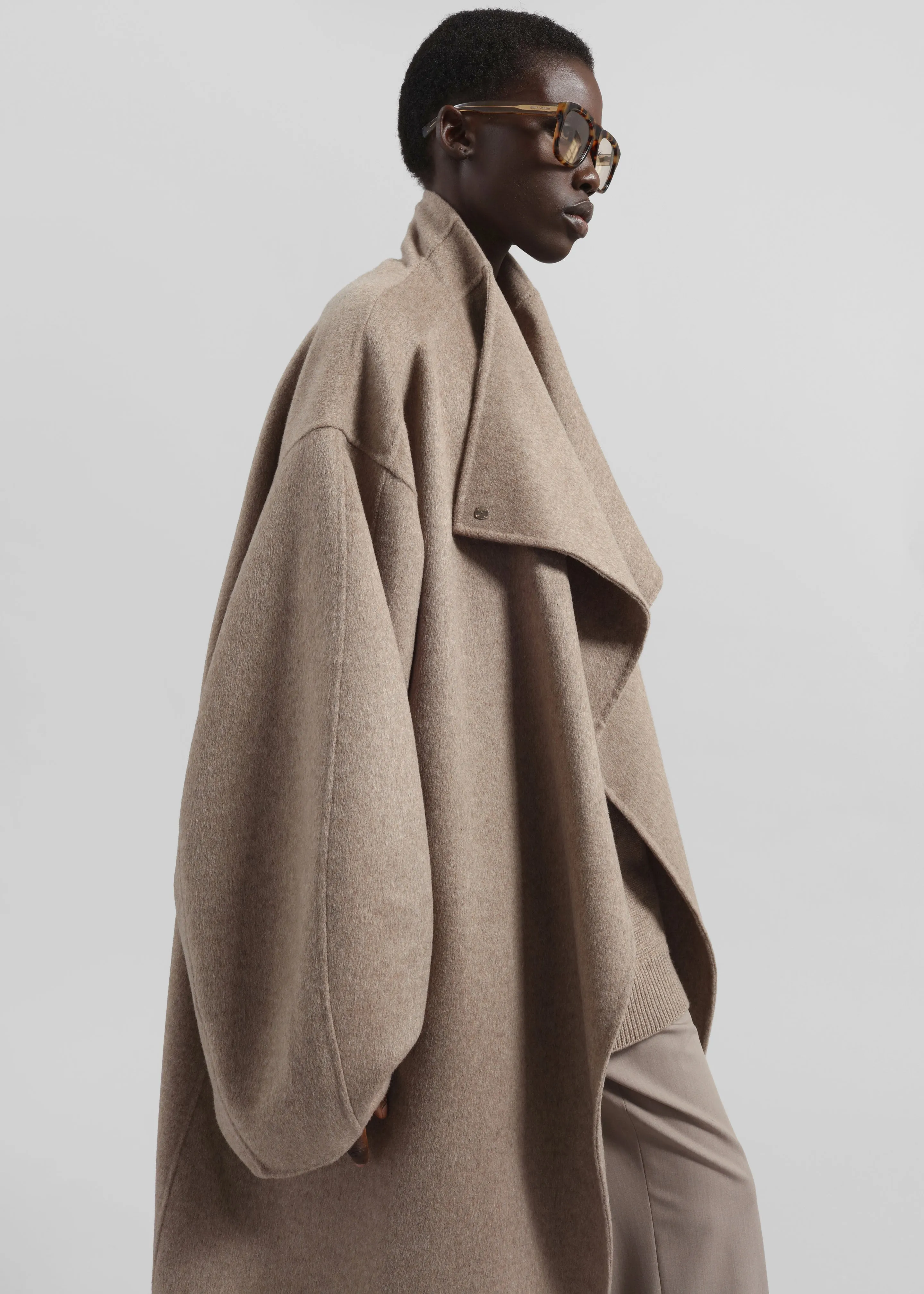 Leroy Funnel Neck Wool Coat - Taupe Melange sold by Frankie Shop product image thumbnail 5
