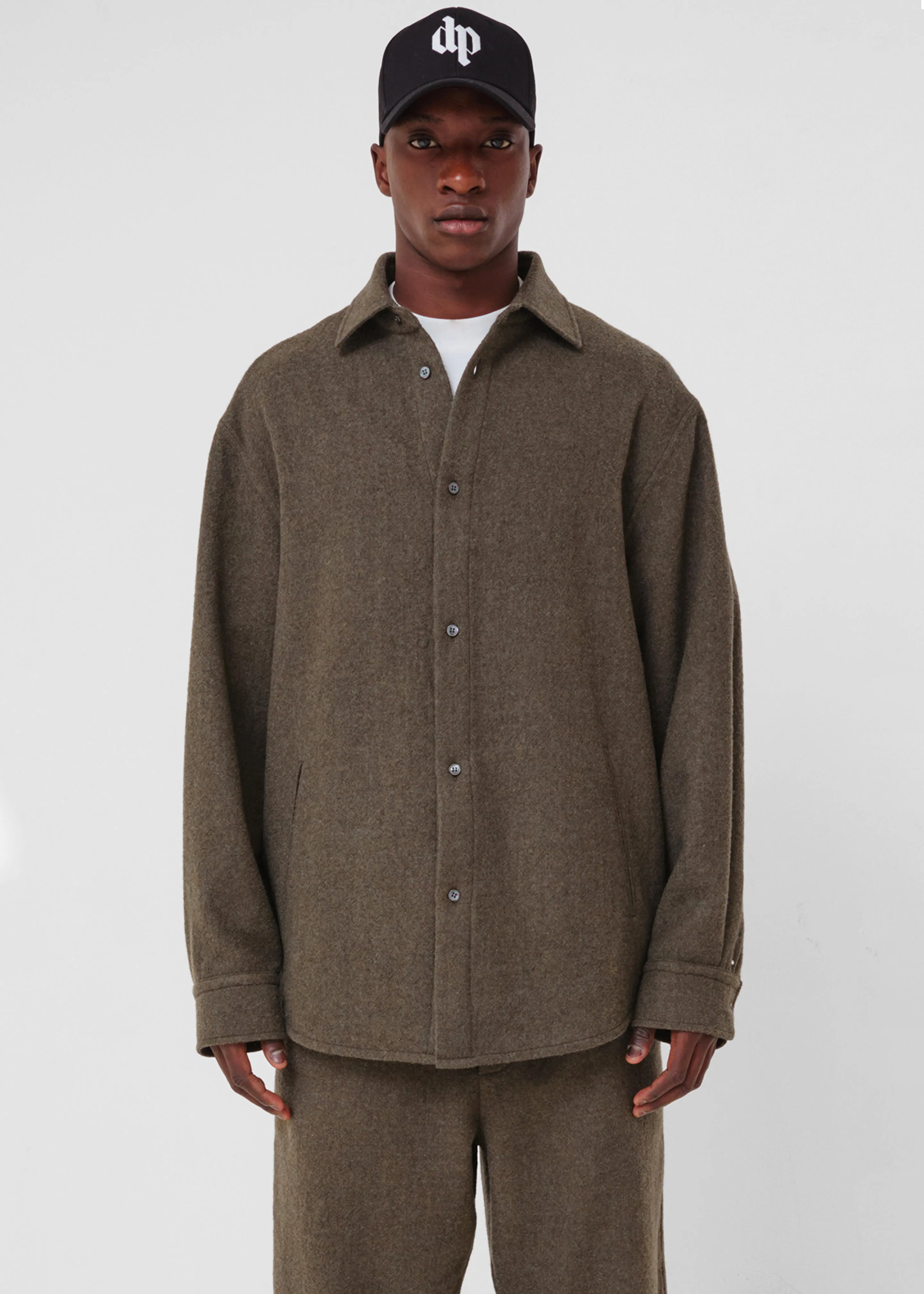 Darkpark Keanu Japanese Light Wool Shirt - Military Green sold by Frankie Shop