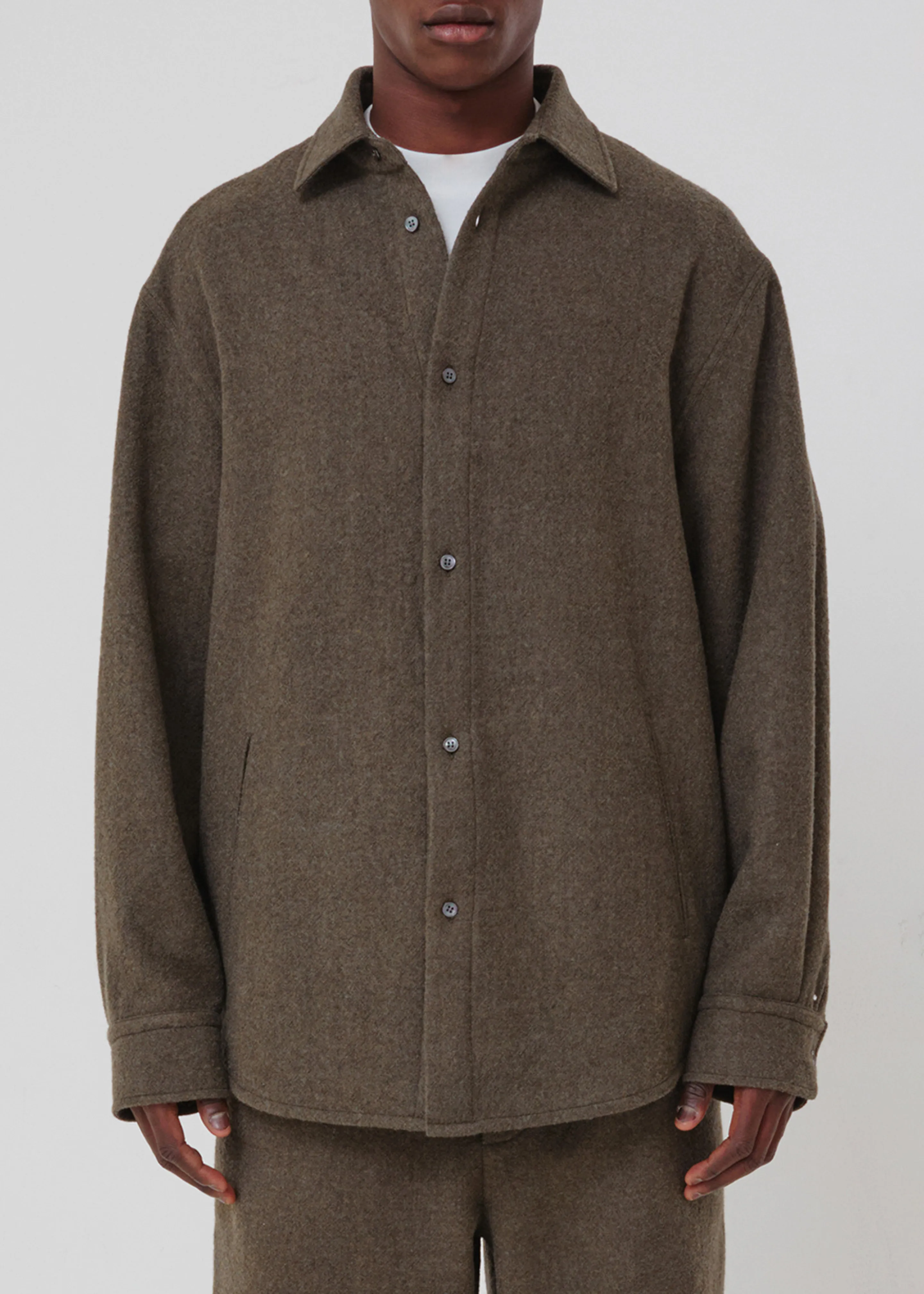 Darkpark Keanu Japanese Light Wool Shirt - Military Green sold by Frankie Shop product image thumbnail 4