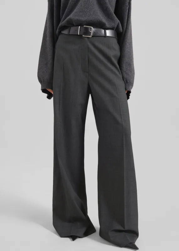 Brickell Plaid Trousers - Dark Grey sold by Frankie Shop
