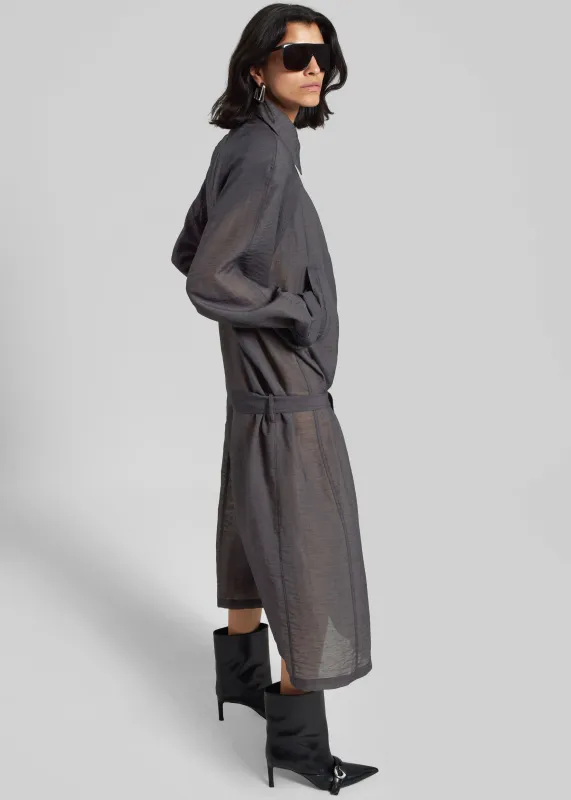 Ansel Sheer Scarf Collar Trench - Charcoal sold by Frankie Shop