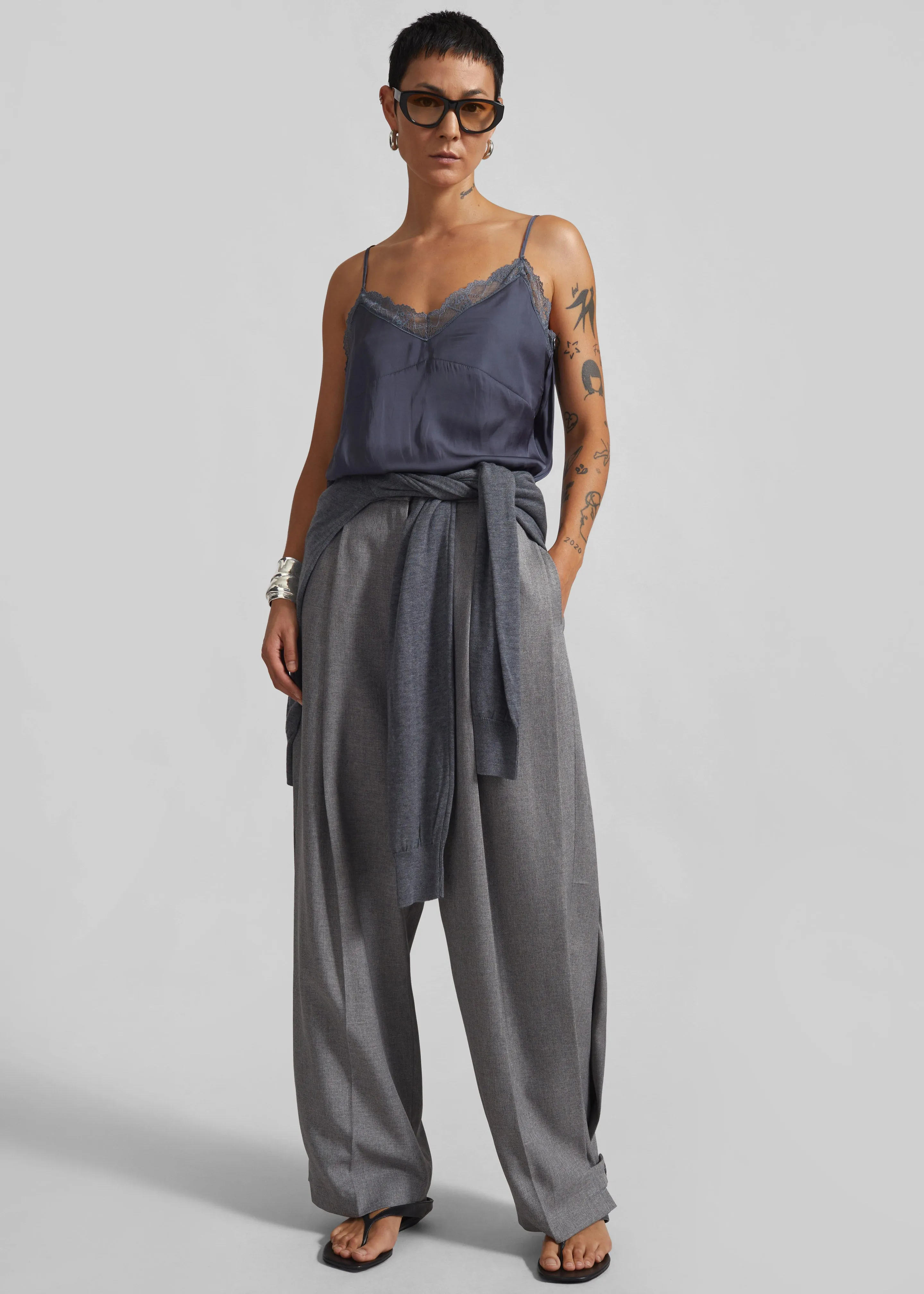 Vallsta Tailored Trousers - Grey Melange sold by Frankie Shop