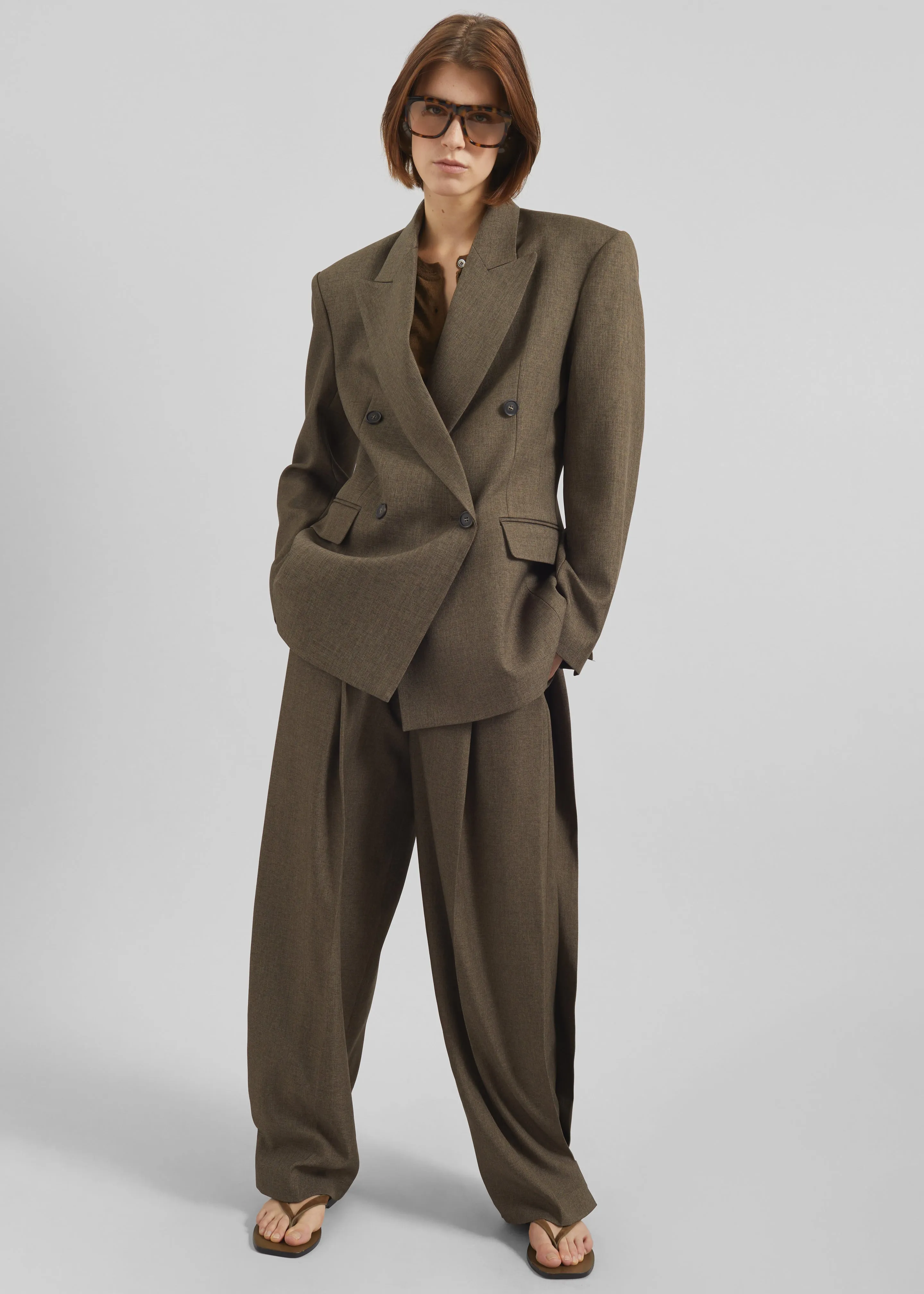 Vallsta Double-Breasted Blazer - Brown Melange sold by Frankie Shop product image thumbnail 5