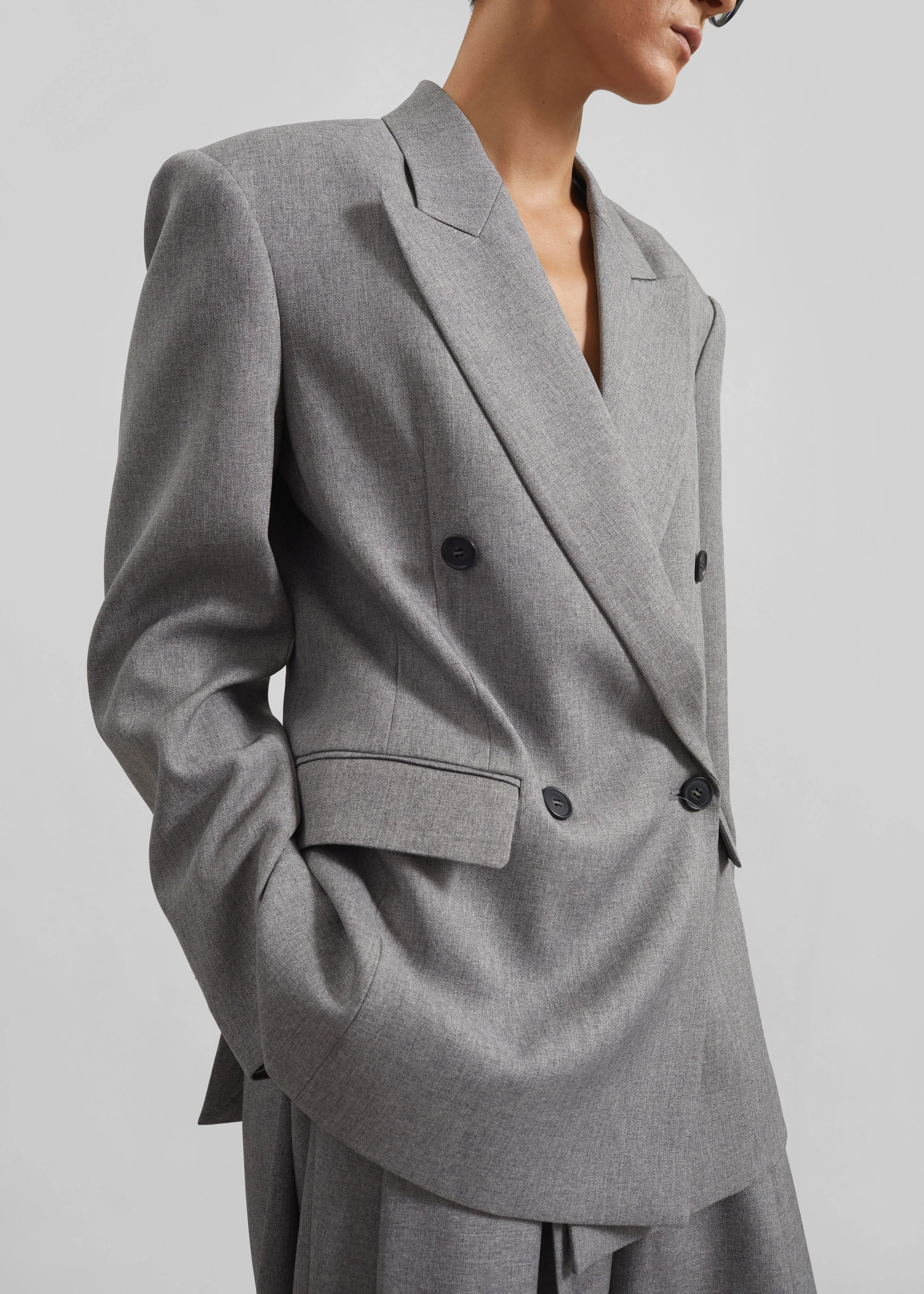 Vallsta Double-Breasted Blazer - Grey Melange sold by Frankie Shop product image thumbnail 3
