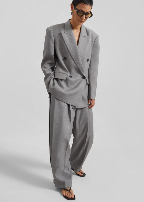 Vallsta Double-Breasted Blazer - Grey Melange sold by Frankie Shop