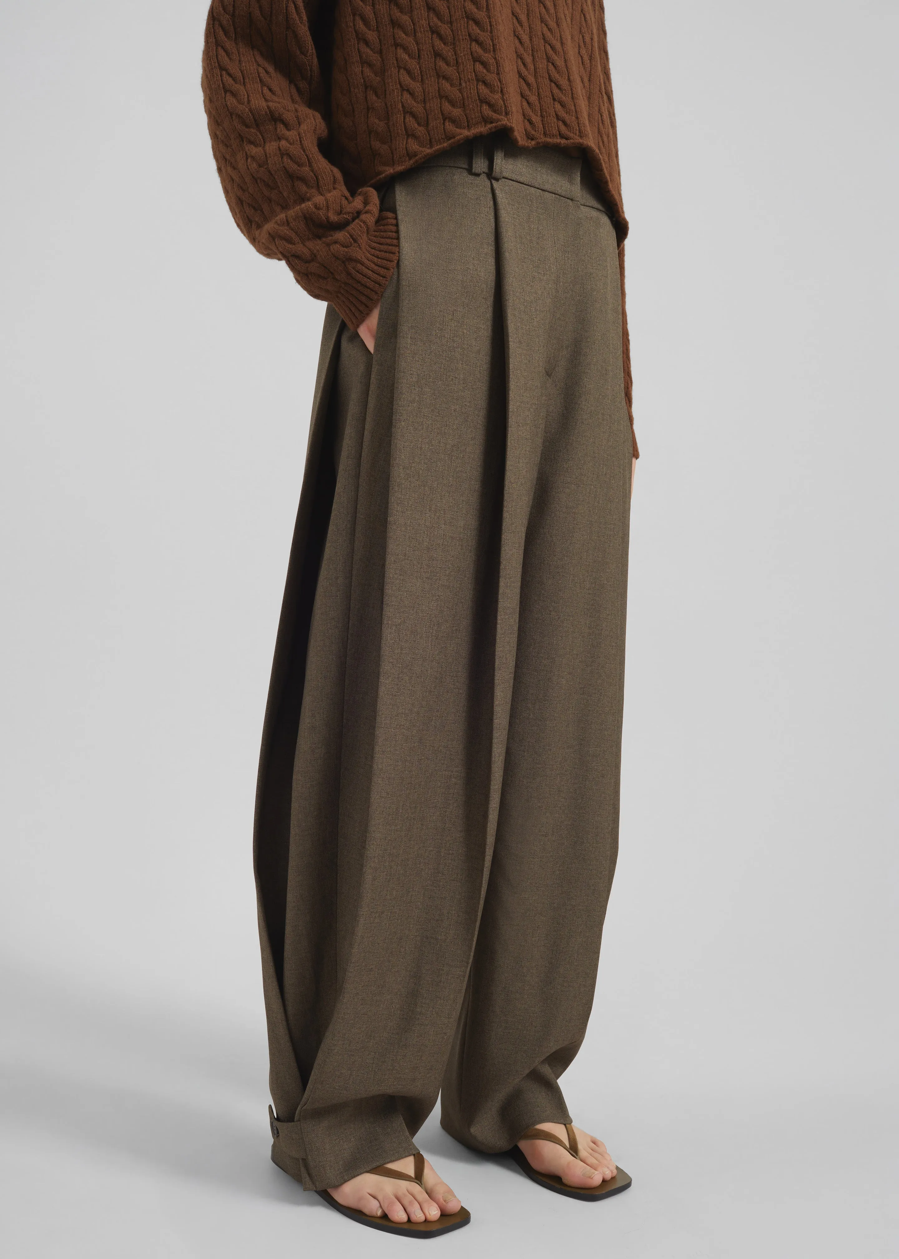 Vallsta Tailored Trousers - Brown Melange sold by Frankie Shop