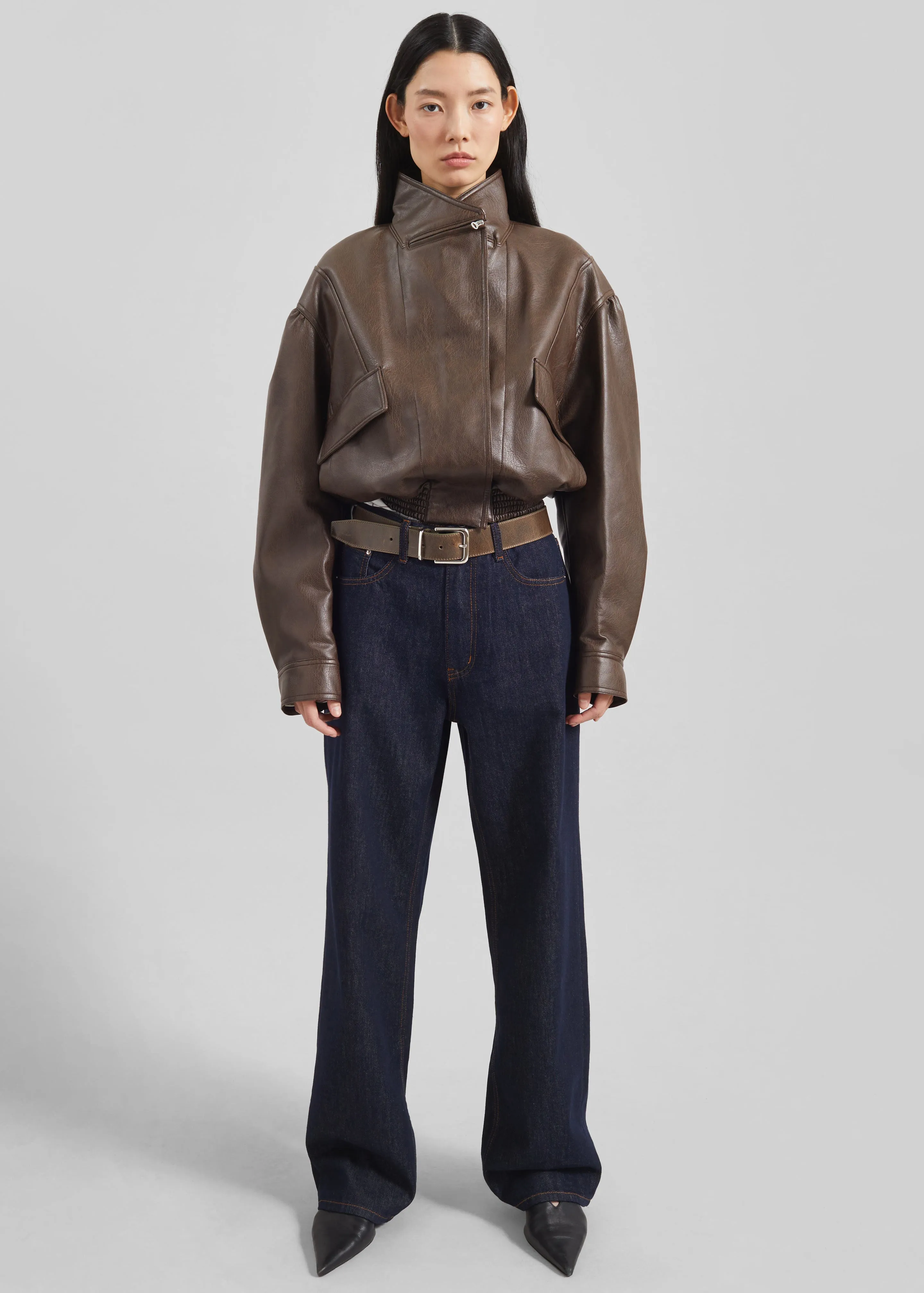 Low Classic Leather Short Jacket - Brown sold by Frankie Shop product image thumbnail 4