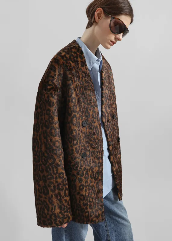 Valentina Faux Fur Leopard Jacket - Brown sold by Frankie Shop