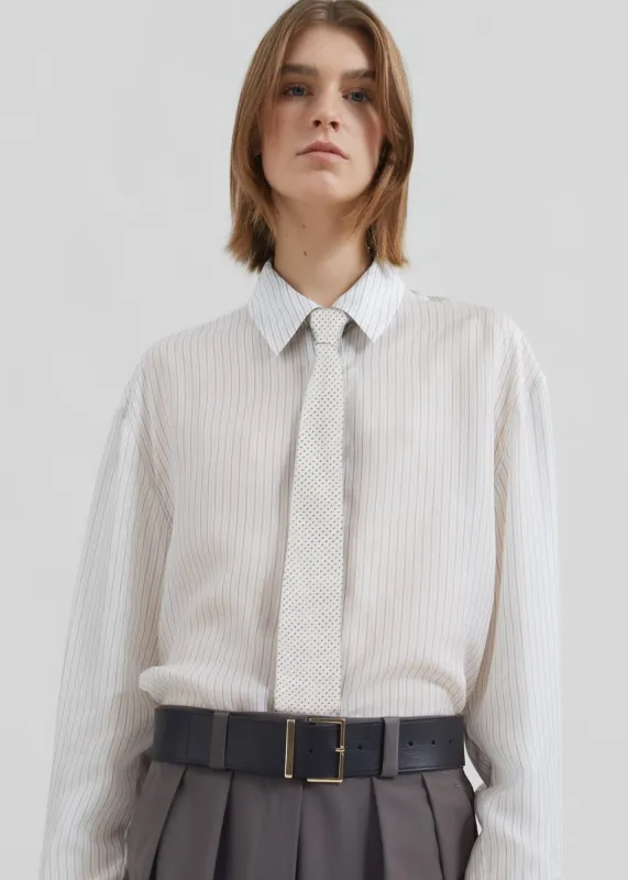 Lene Dotted Jacquard Tie - White/Black sold by Frankie Shop