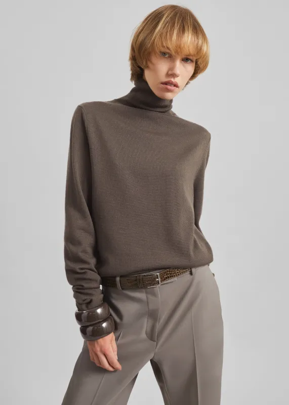 Eve Thin Turtleneck Sweater - Dark Taupe sold by Frankie Shop