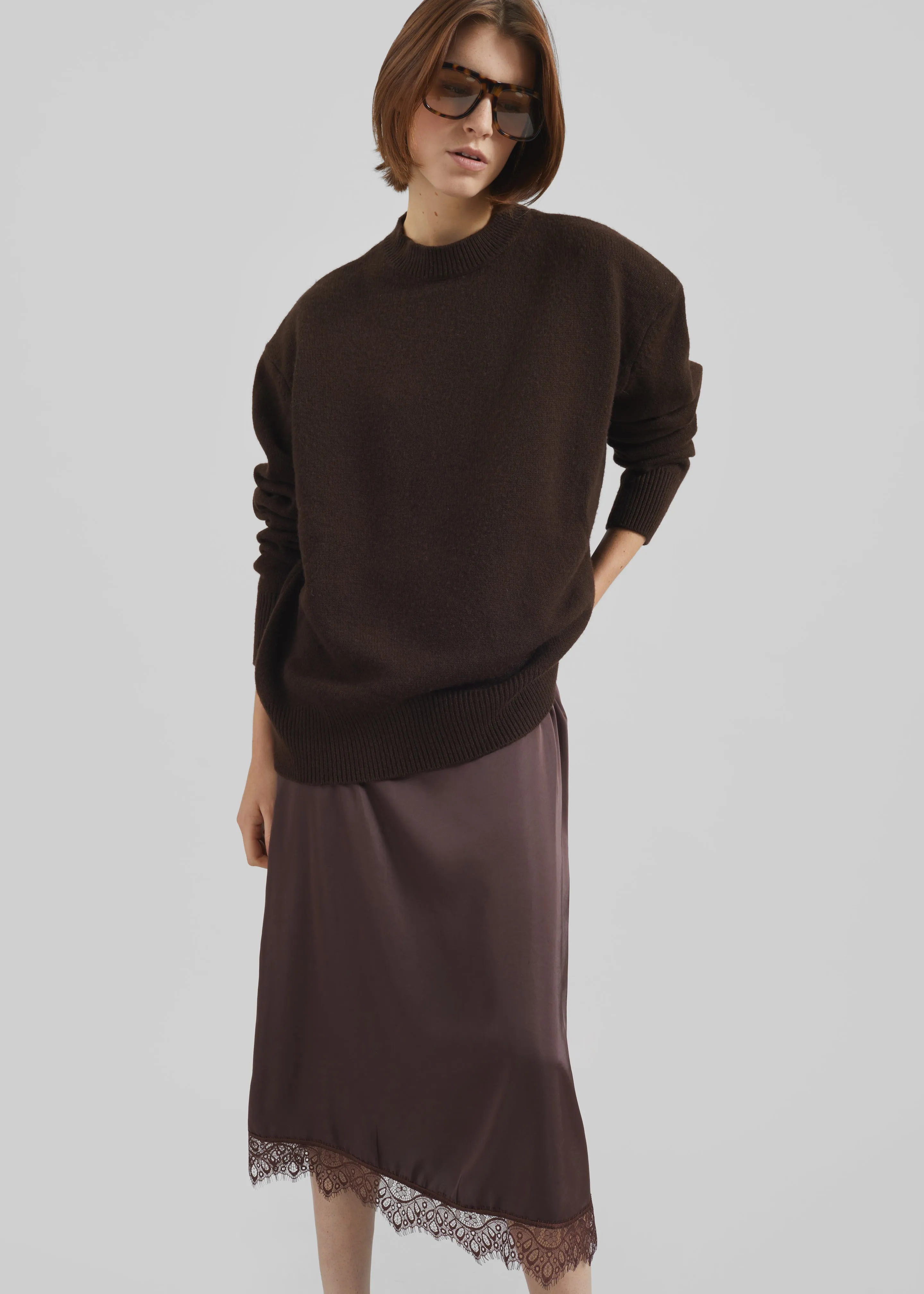 Rafaela Padded Knit Sweater - Dark Brown sold by Frankie Shop