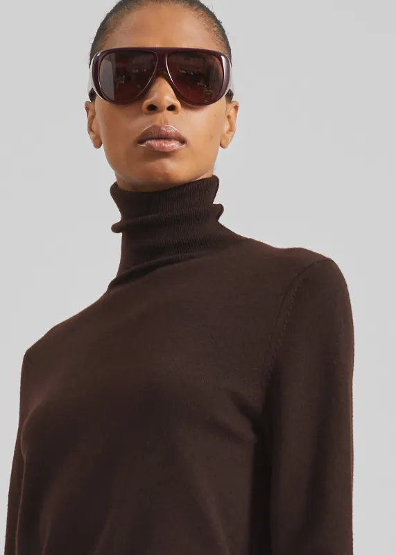 Utica Thin Turtleneck Sweater - Brown sold by Frankie Shop