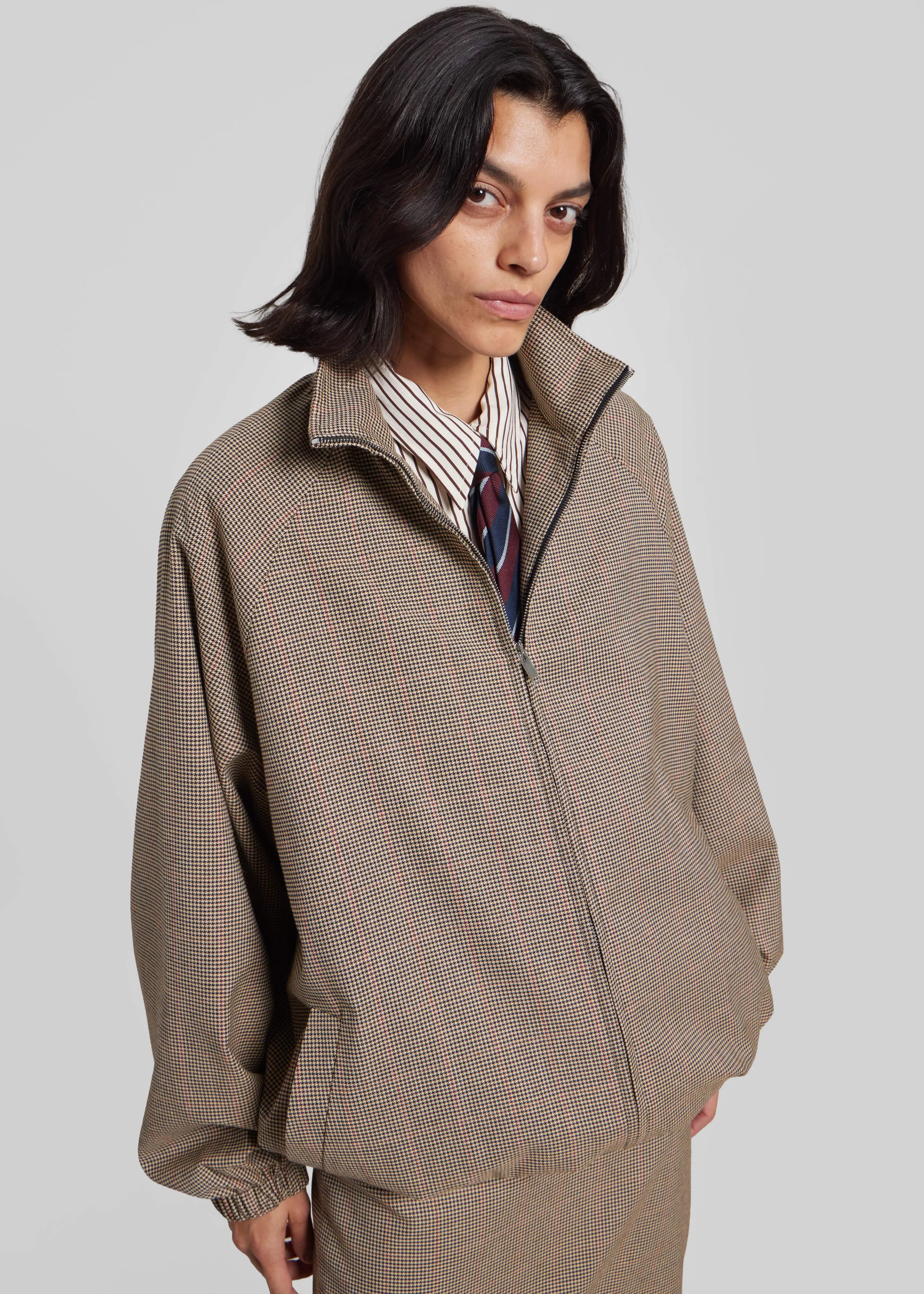 Baxter Houndstooth Track Jacket - Beige sold by Frankie Shop product image thumbnail 3