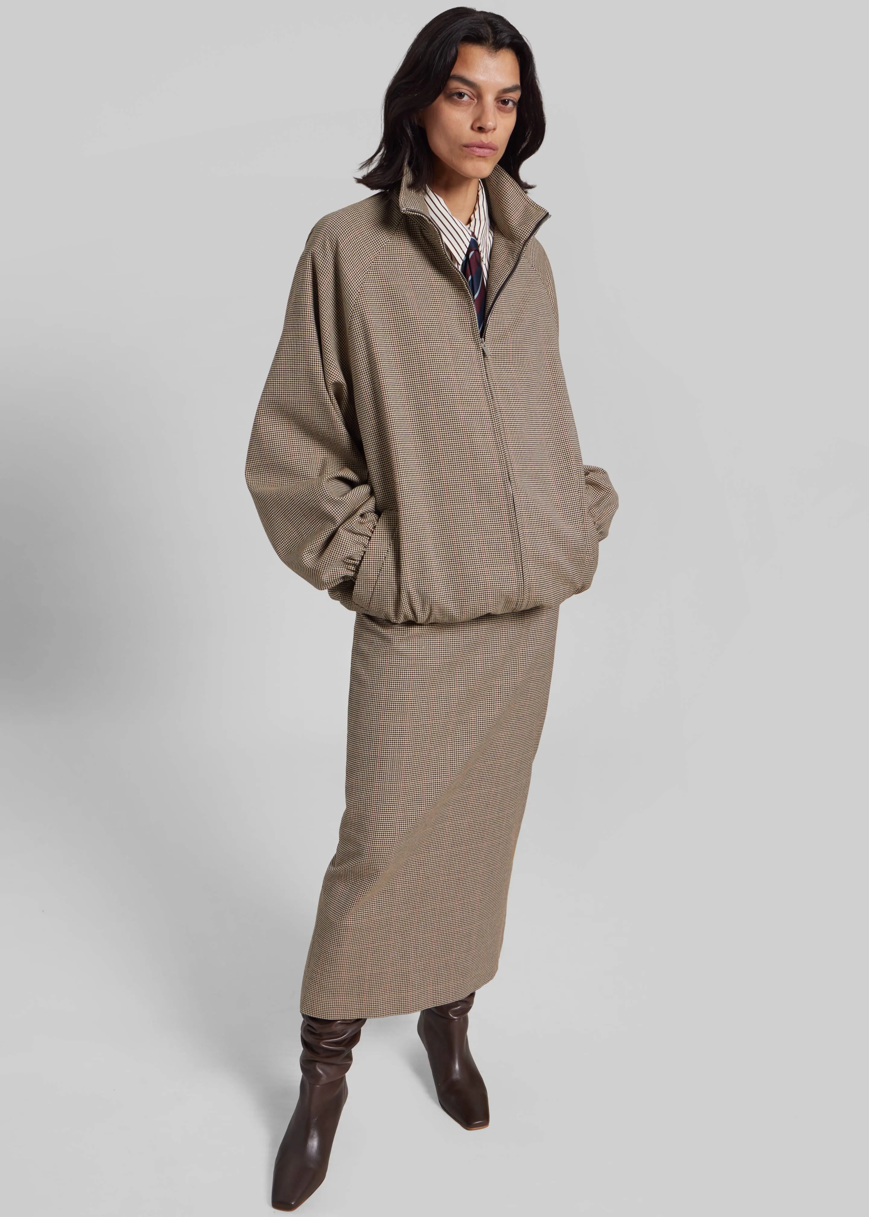 Baxter Houndstooth Track Jacket - Beige sold by Frankie Shop