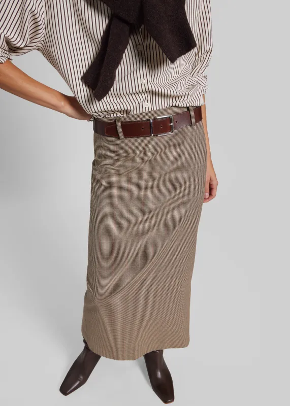 Alrose Houndstooth Midi Skirt - Beige sold by Frankie Shop