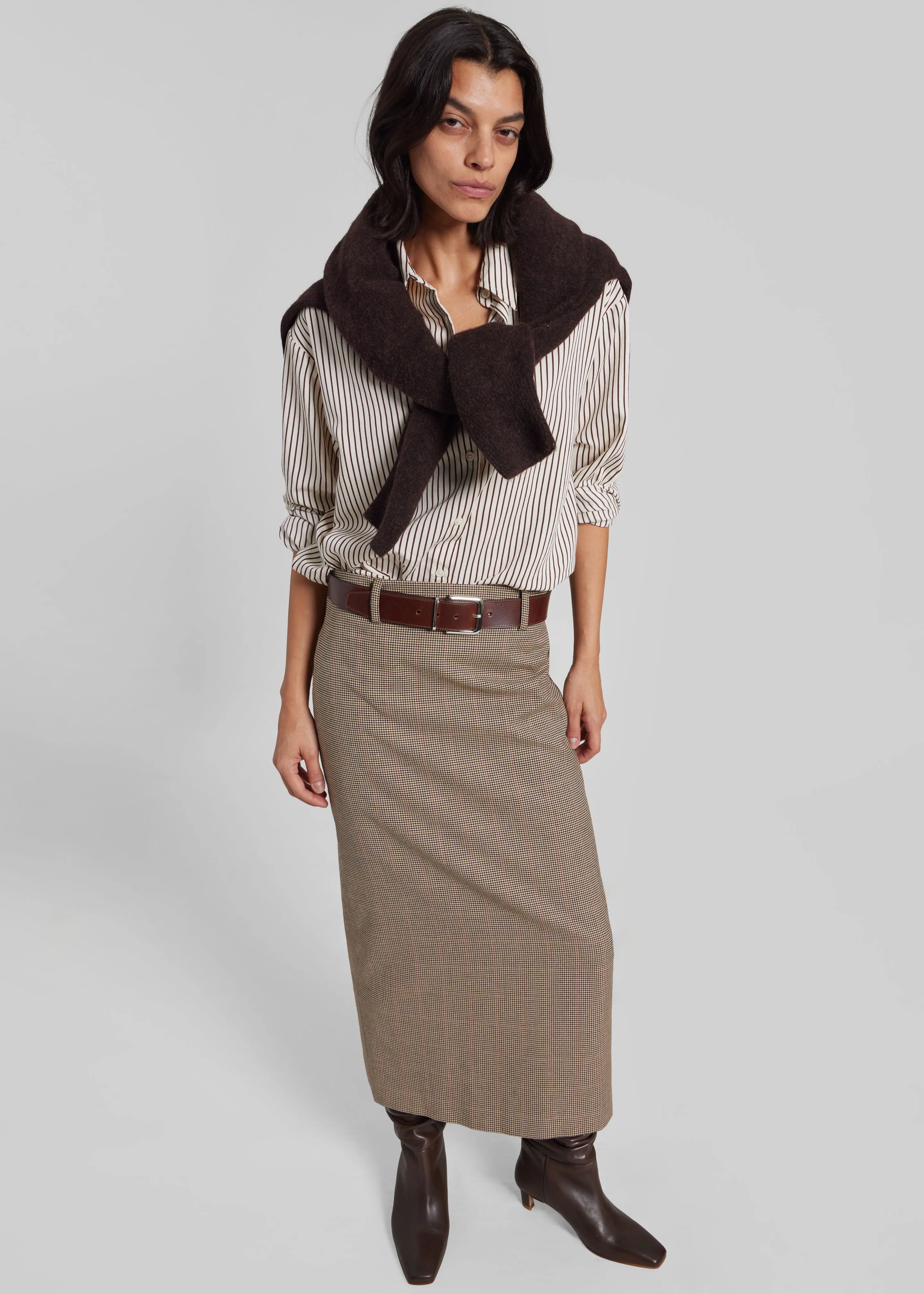 Alrose Houndstooth Midi Skirt - Beige sold by Frankie Shop product image thumbnail 5