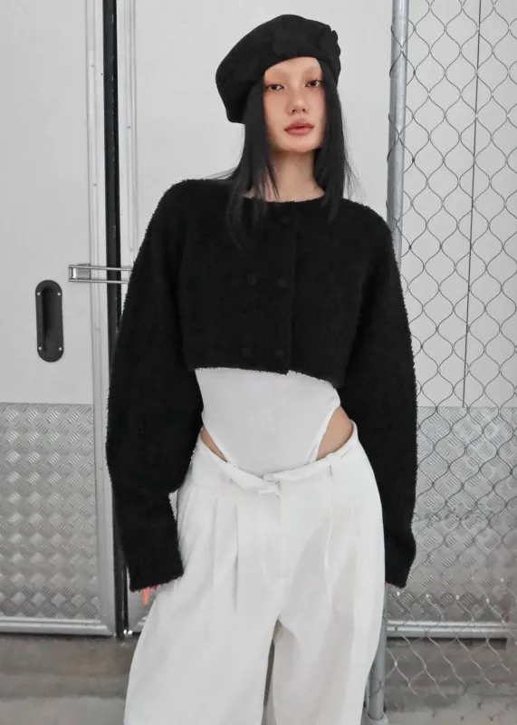 Lyall Fuzzy Cropped Jacket - Black sold by Frankie Shop