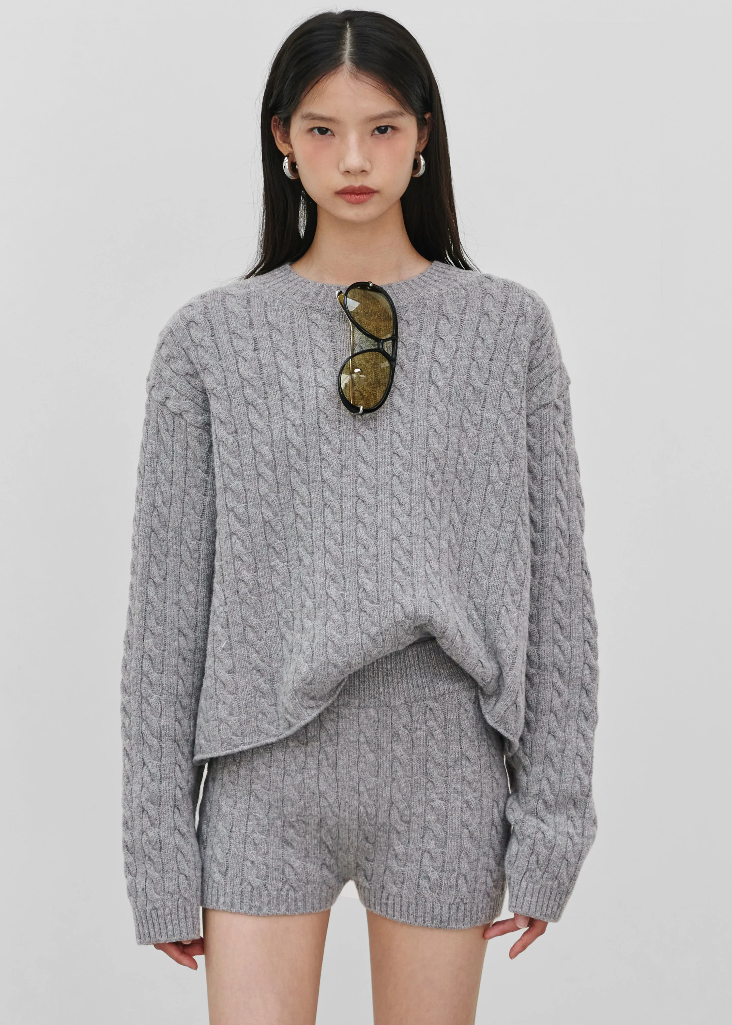 Brisbane Cropped Boxy Sweater - Grey sold by Frankie Shop