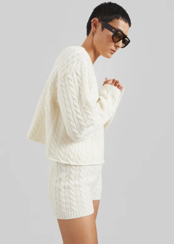 Brisbane Cropped Boxy Sweater - White sold by Frankie Shop
