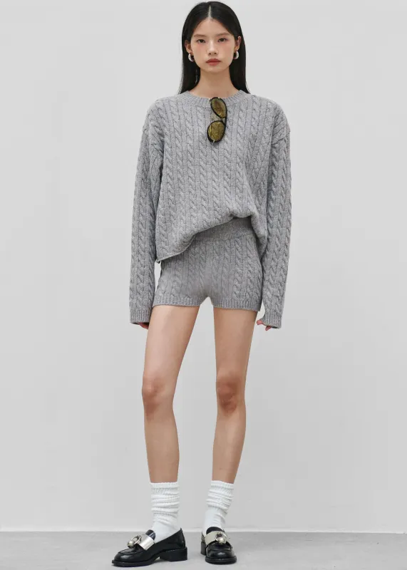 Brisbane Knit Mini Shorts - Grey sold by Frankie Shop