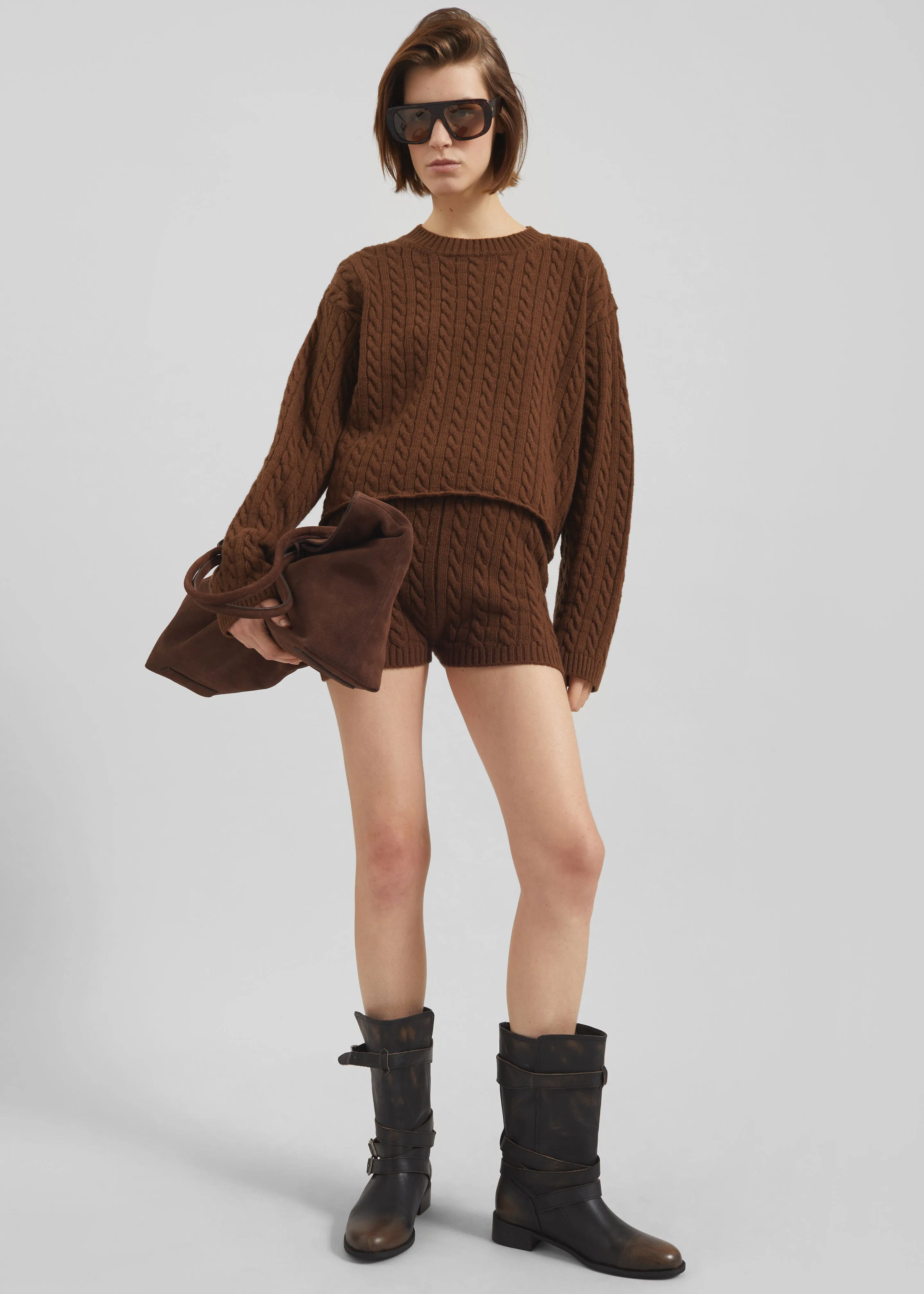 Brisbane Knit Mini Shorts - Brown sold by Frankie Shop product image thumbnail 3