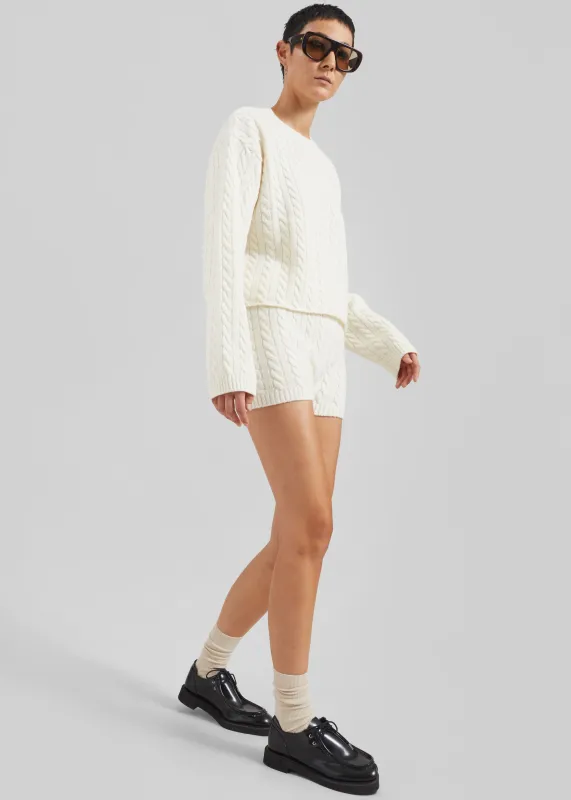 Brisbane Knit Mini Shorts - White sold by Frankie Shop