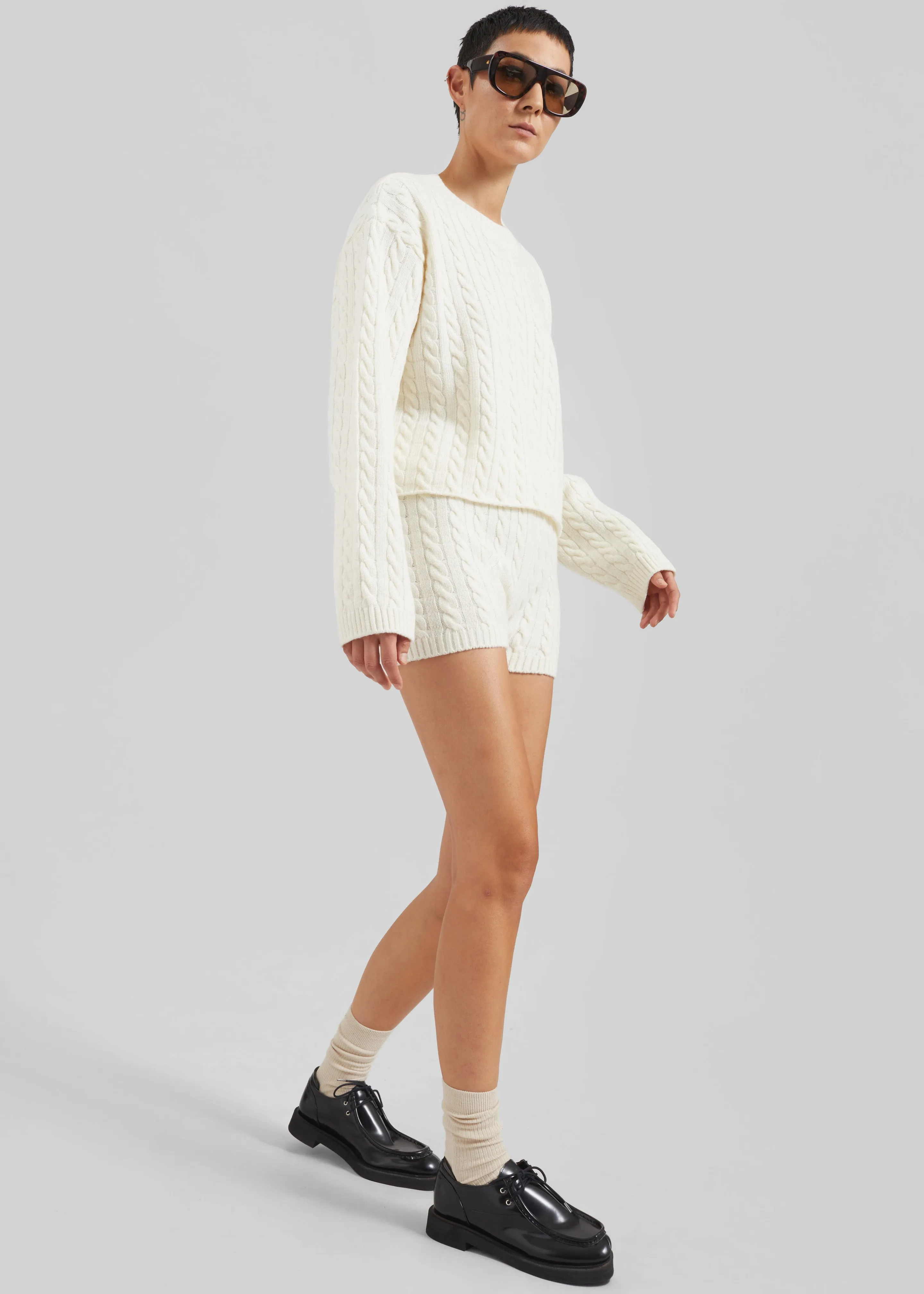 Brisbane Knit Mini Shorts - White sold by Frankie Shop