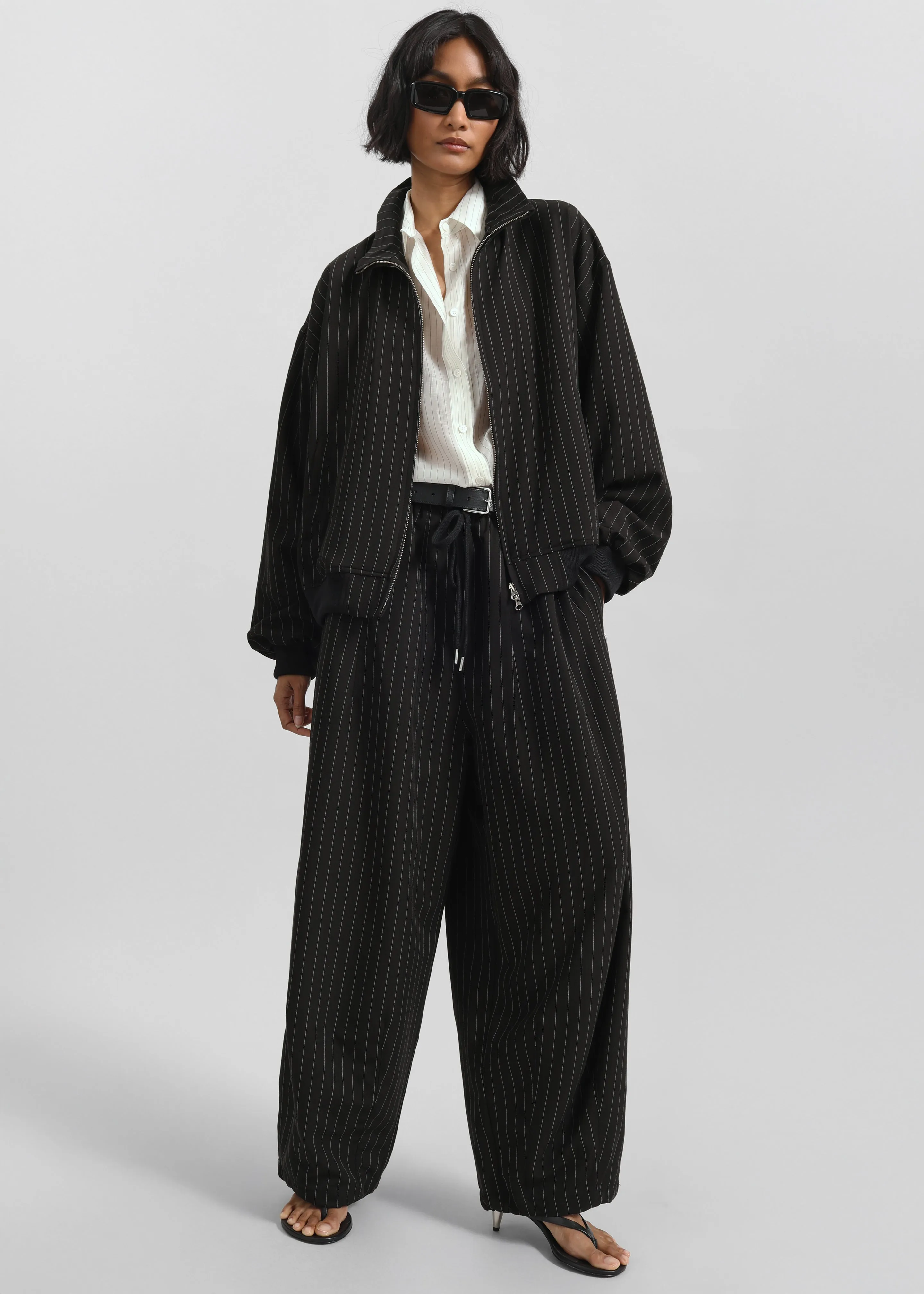 Rilton Drawstring Pants - Black/White Pinstripe sold by Frankie Shop product image thumbnail 5
