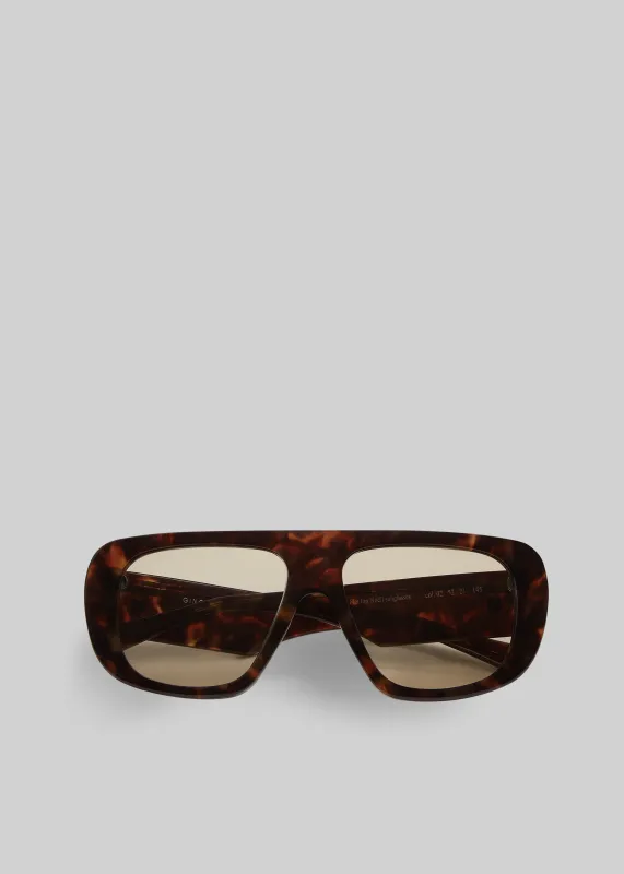 Gince Flat Top Noëll Sunglasses - Havana/Brown sold by Frankie Shop