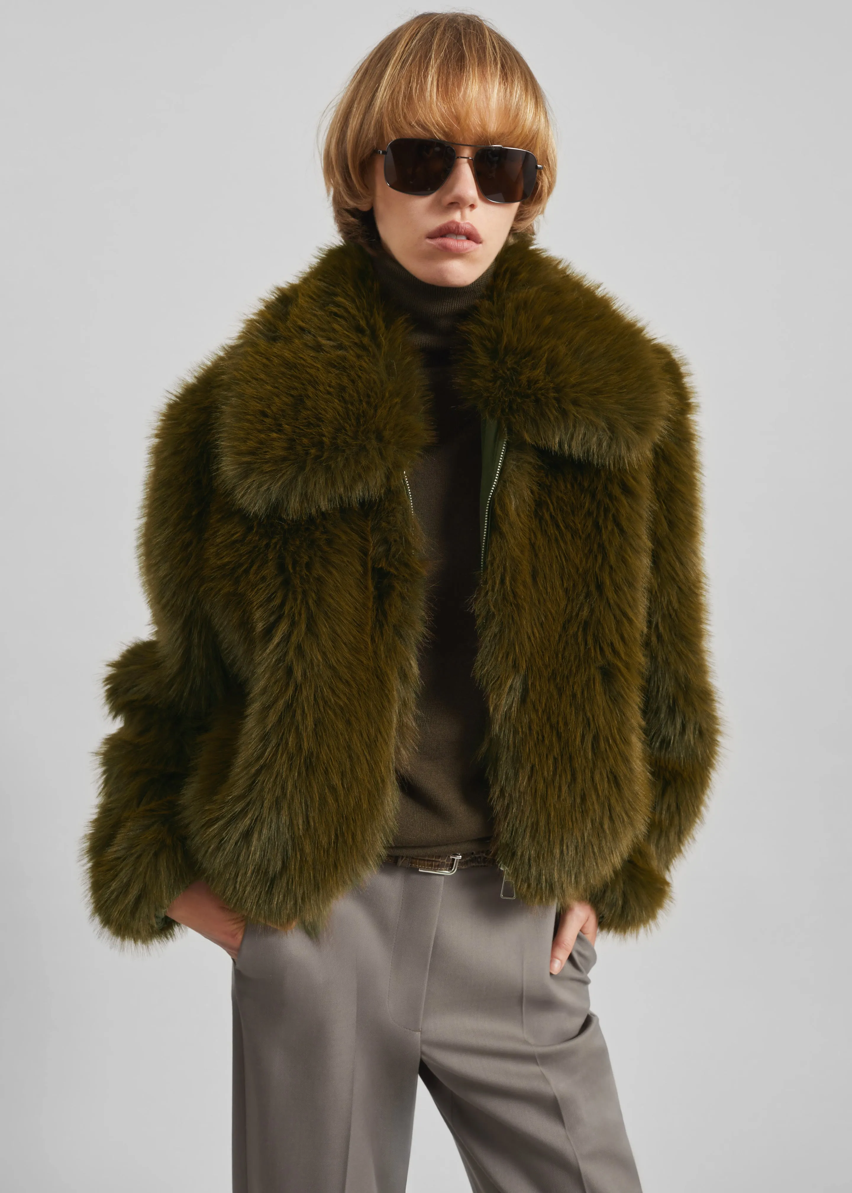 Hope Faux Fur Jacket - Moss Green sold by Frankie Shop product image thumbnail 2