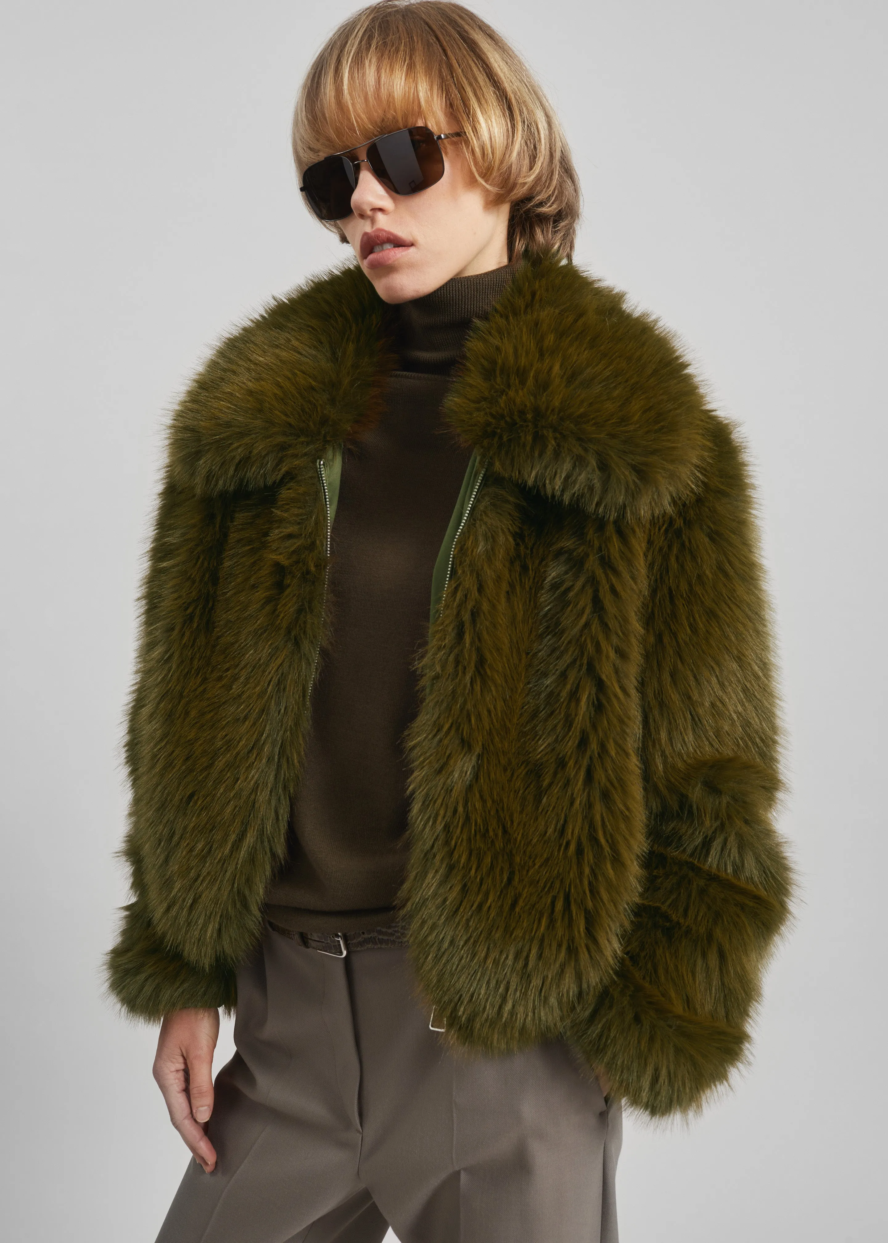 Hope Faux Fur Jacket - Moss Green sold by Frankie Shop product image thumbnail 5