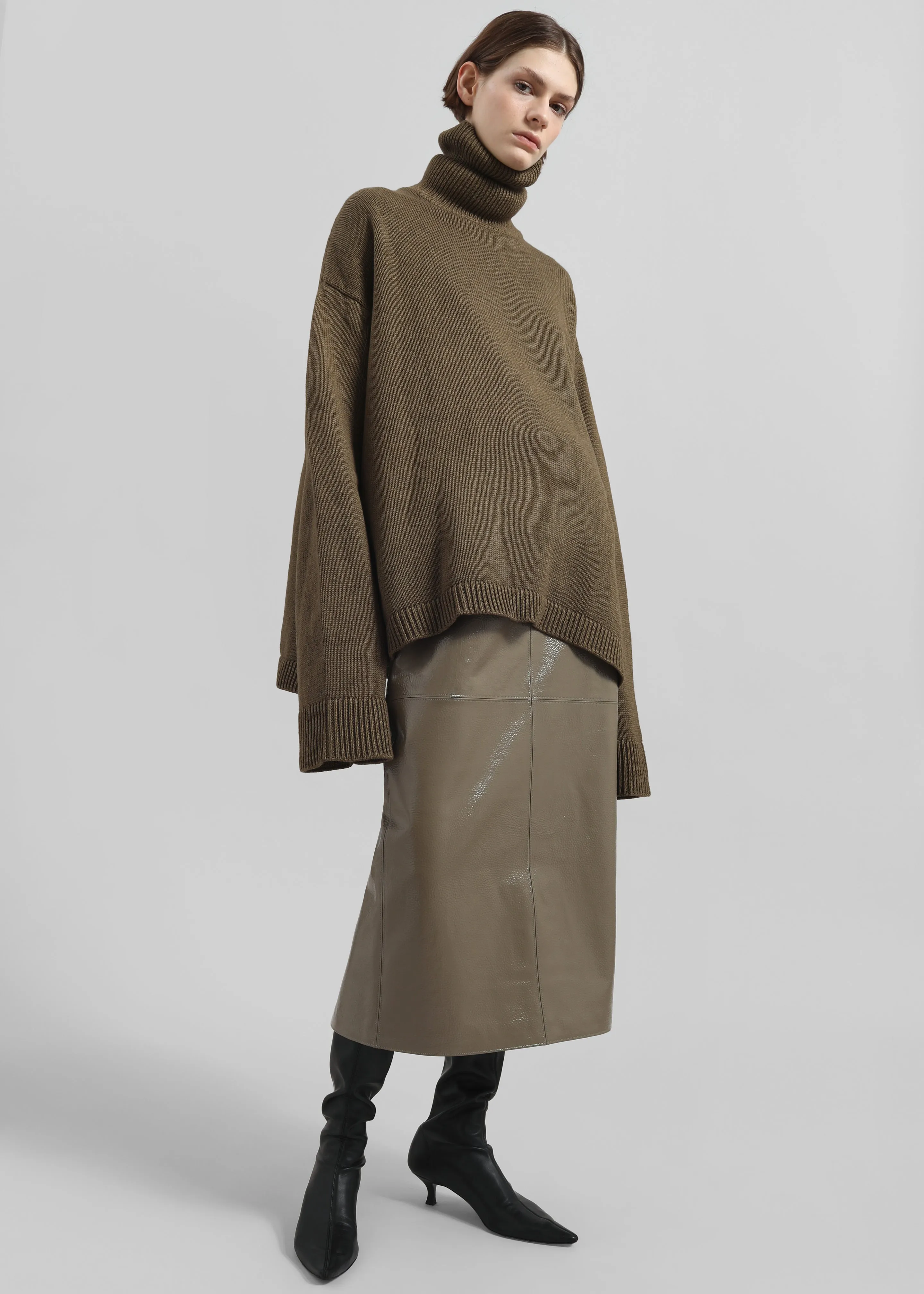 Rhea Trapeze Turtleneck - Olive sold by Frankie Shop