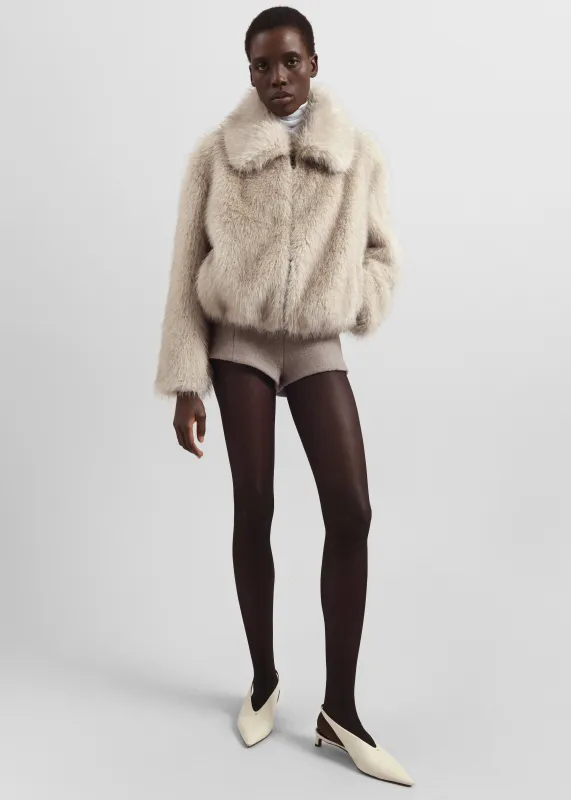 Hope Faux Fur Jacket - Beige sold by Frankie Shop