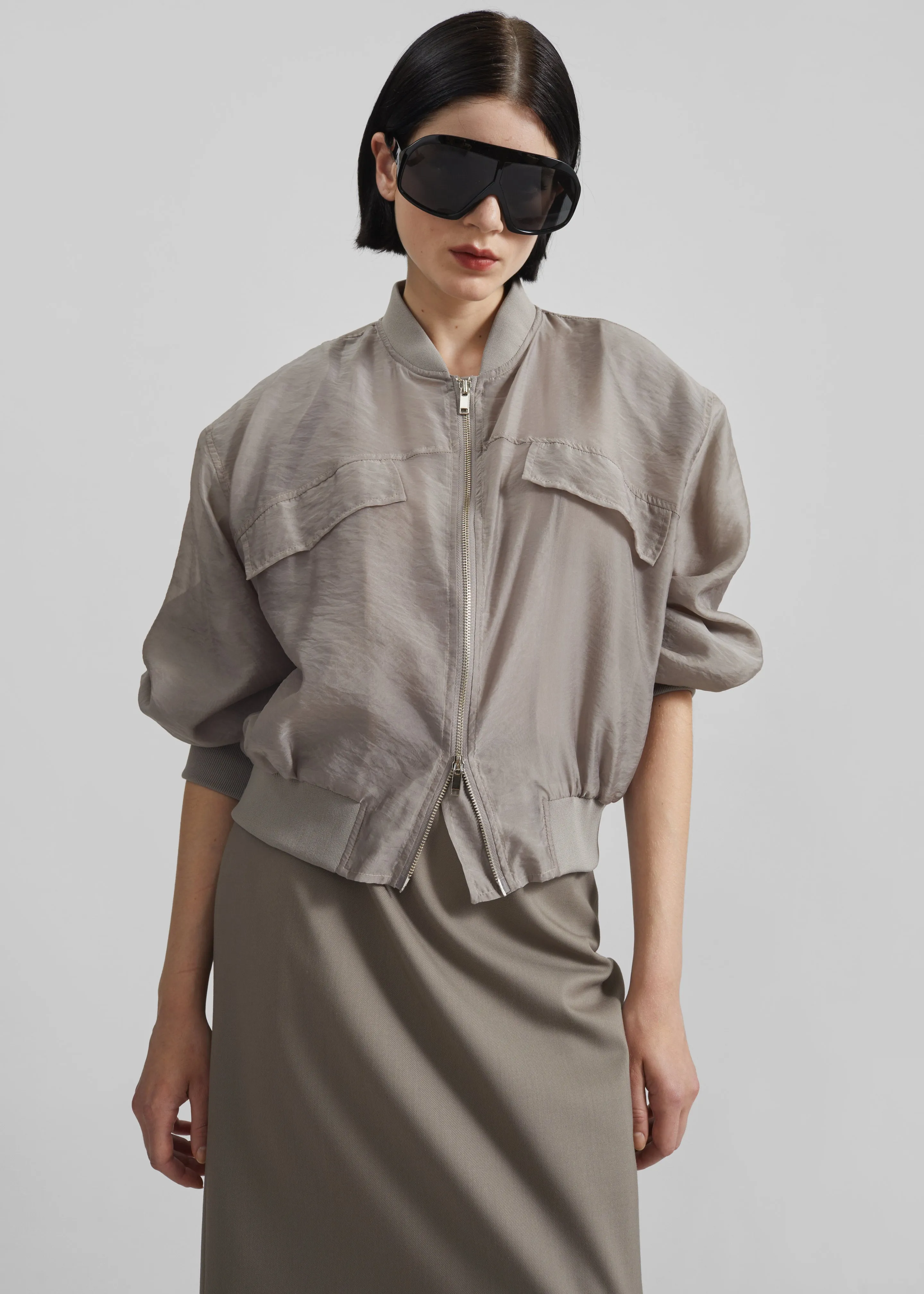 Gemena Padded Bomber Jacket - Taupe sold by Frankie Shop product image thumbnail 4